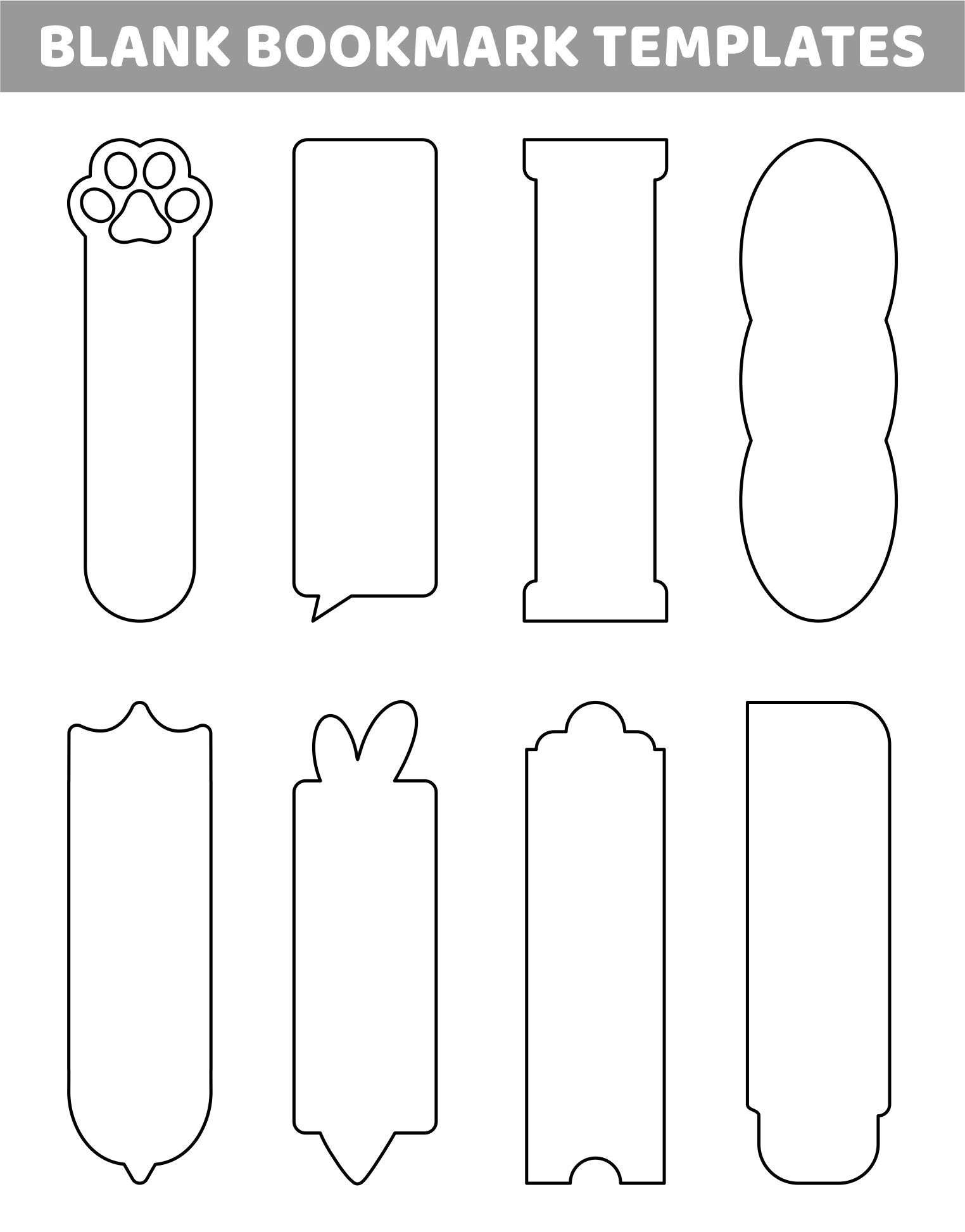 Bookmark Templates TPT Worksheets Library