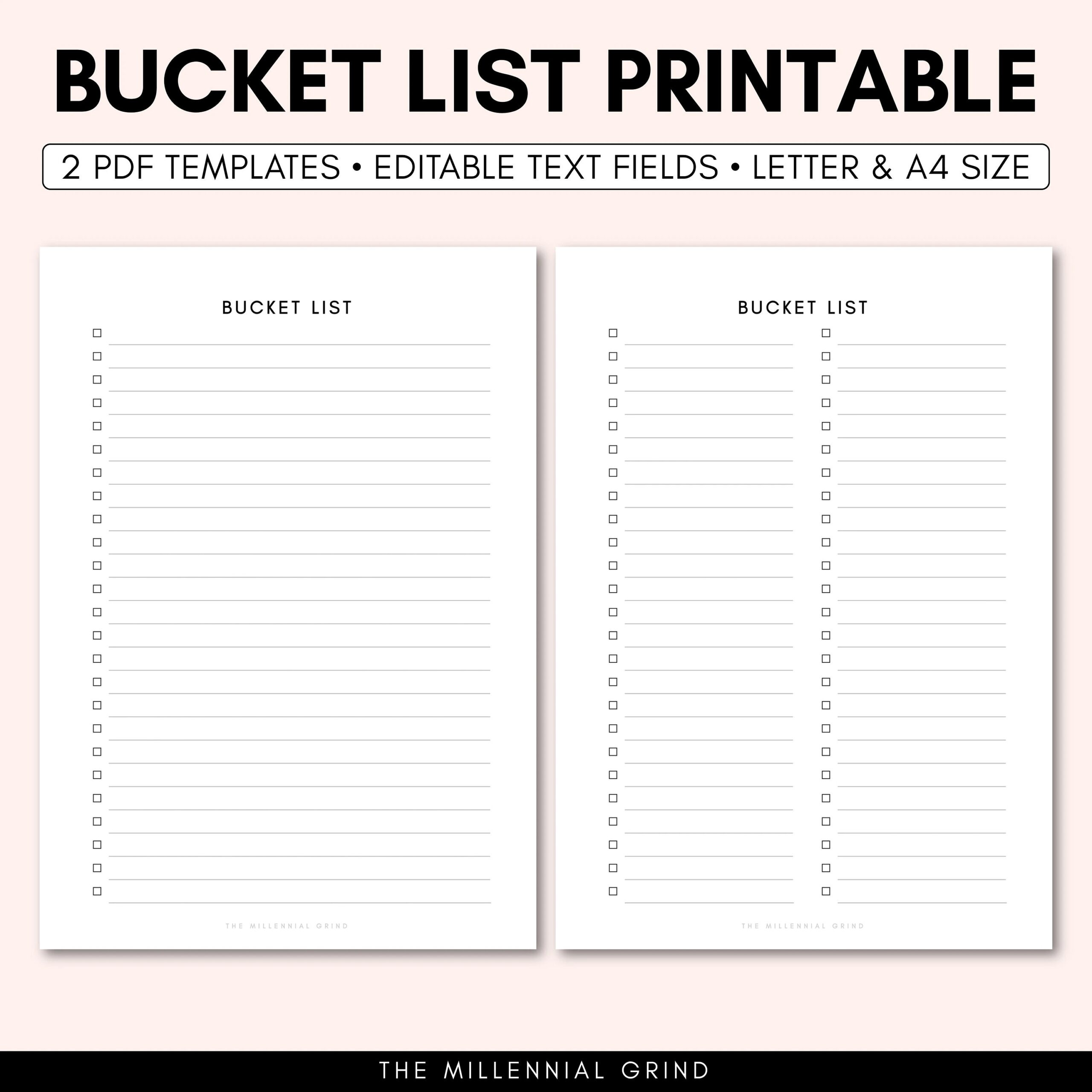Bucket List Printable Bucket List Printable Insert Bucket List 