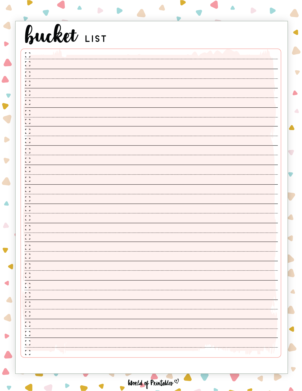 Printable Bucket Template