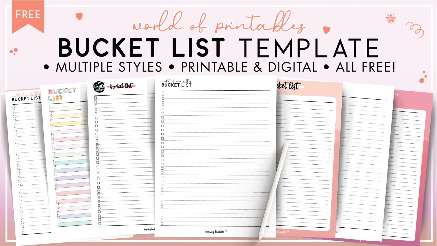 Bucket List Template 16 Inspirational Styles World Of Printables