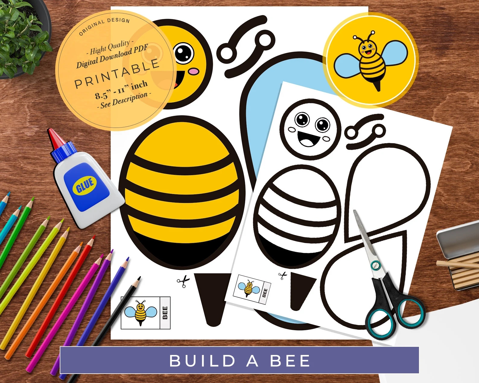 Build A Bee Spring Activity For Kids Bee Printable Craft Preschool Spring Printable Preschool Activity Center Etsy