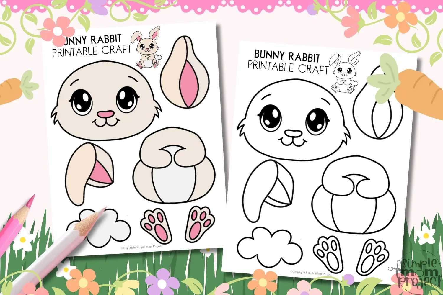 Build A Bunny Printable Easy Bunny Spring Craft Bunny Rabbit Cut And Paste Activity Simple Mom Project Store