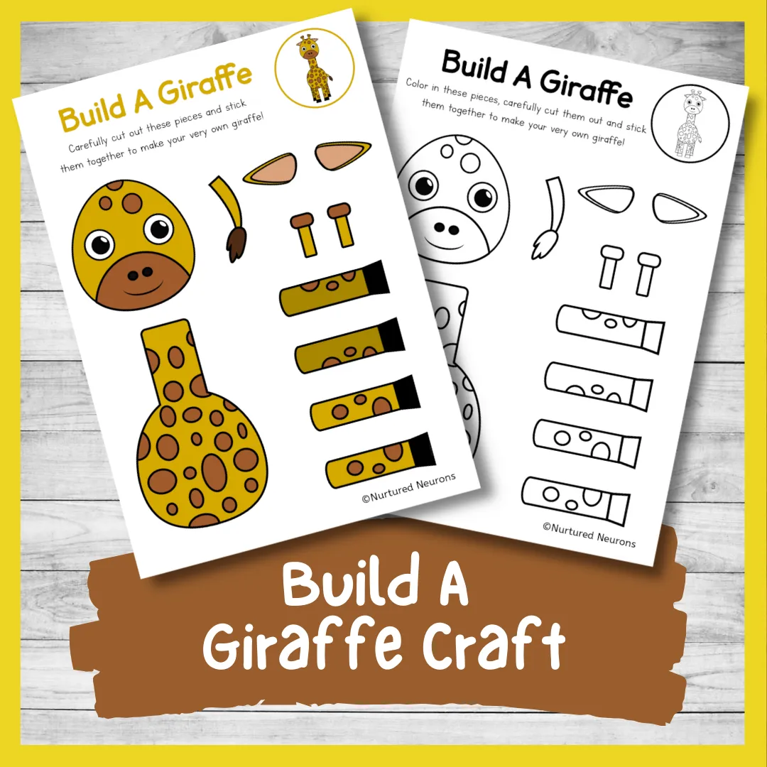 Build A Cute Giraffe Cut And Paste Craft Nurtured Neurons