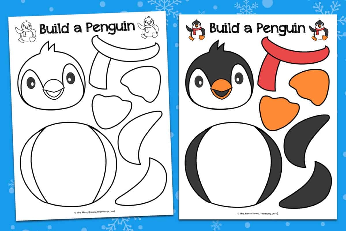 Build A Penguin Free Printable Kids Craft Mrs Merry Worksheets Library