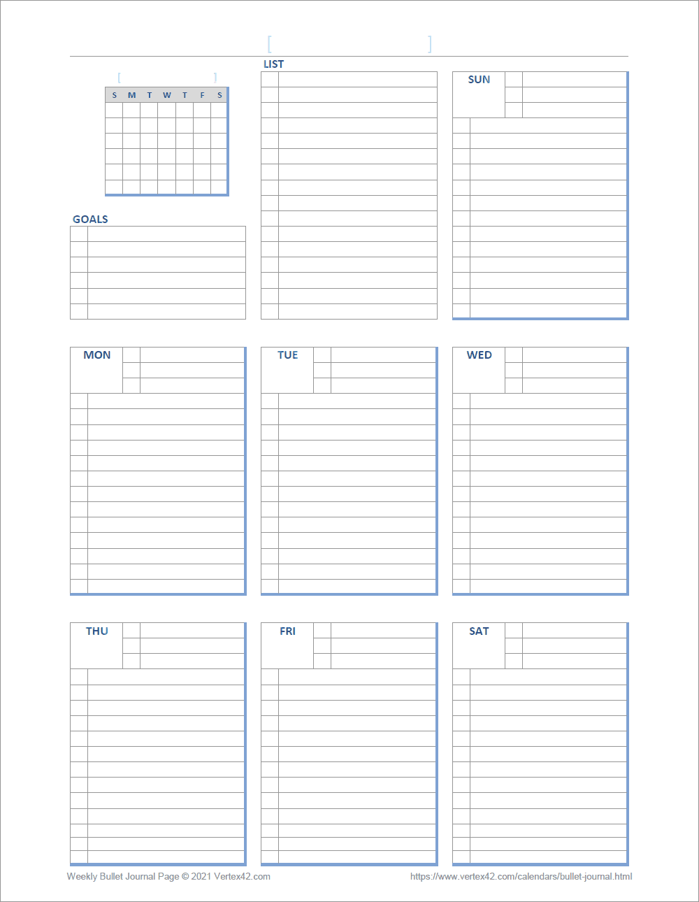 Printable Bullet Journal Template