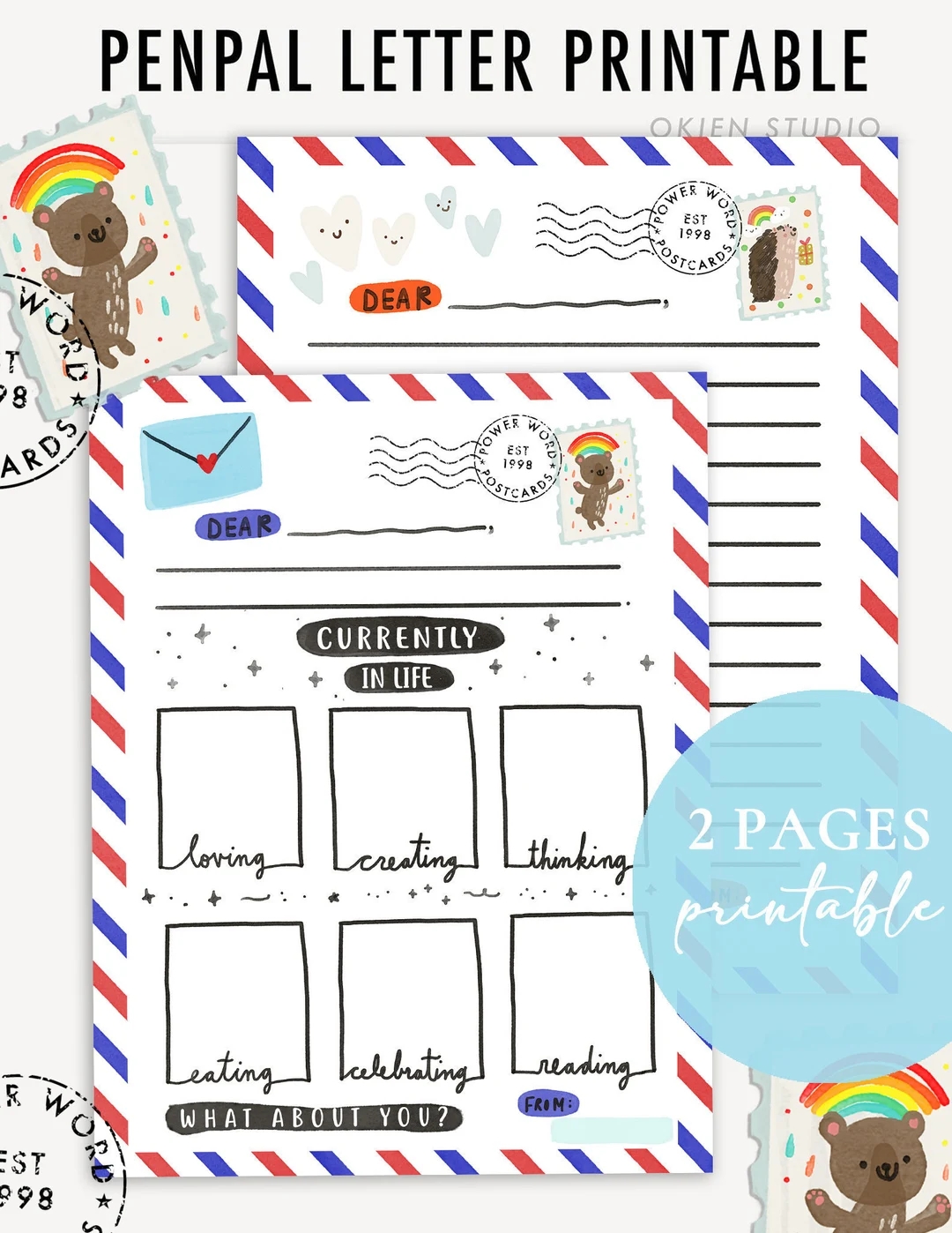 Buy Kids Pen Pal Printable Letter Templates For Kids Letter Printable Penpal Kit Letter Stationary Snail Mail Kit Classmate Mail Online In India 