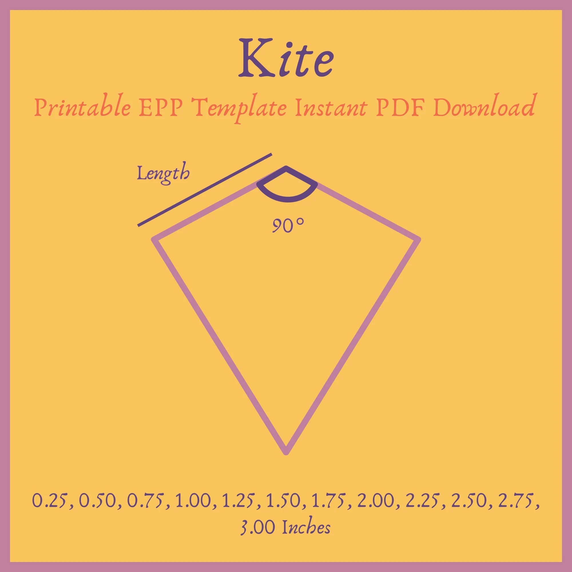 Buy Printable 90 Degree Kite EPP Template Instant PDF Download Online In India Etsy