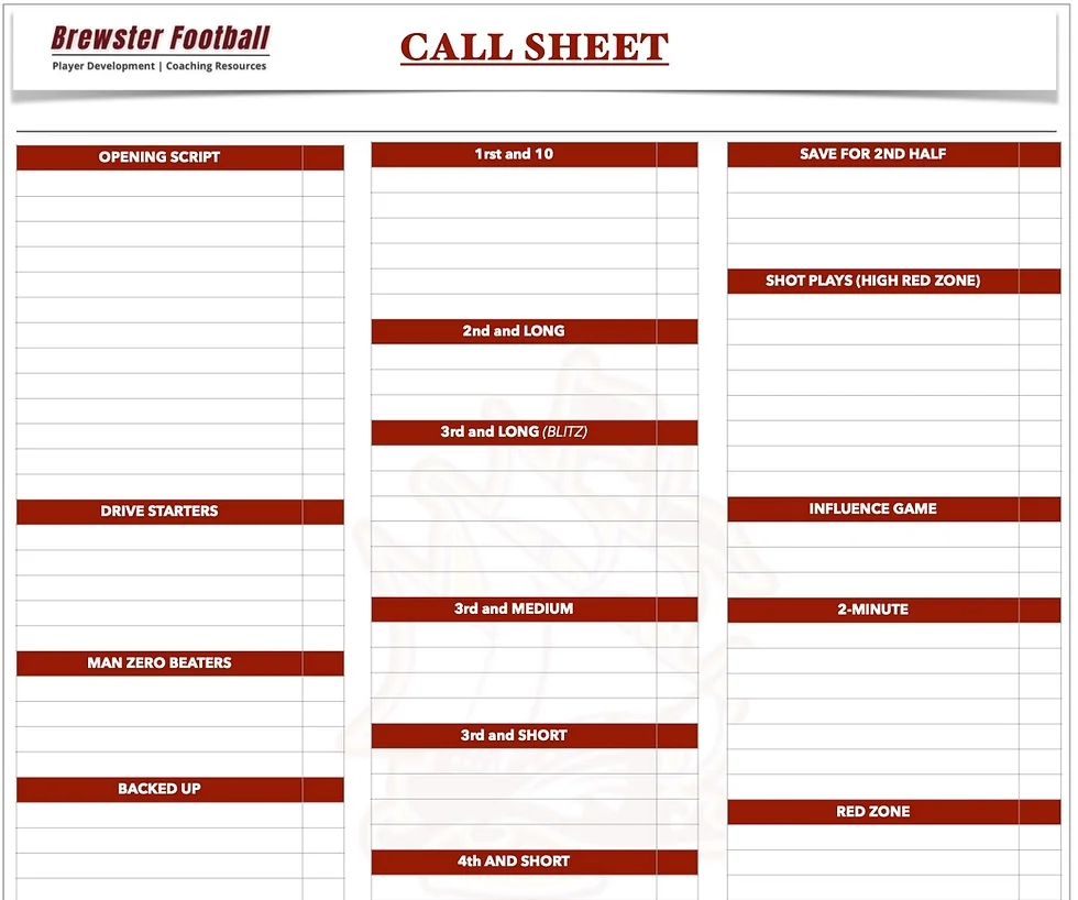 Call Sheet 11x17 PDF Brewster Football Call Sheet 11x17 PDF Brewster Football