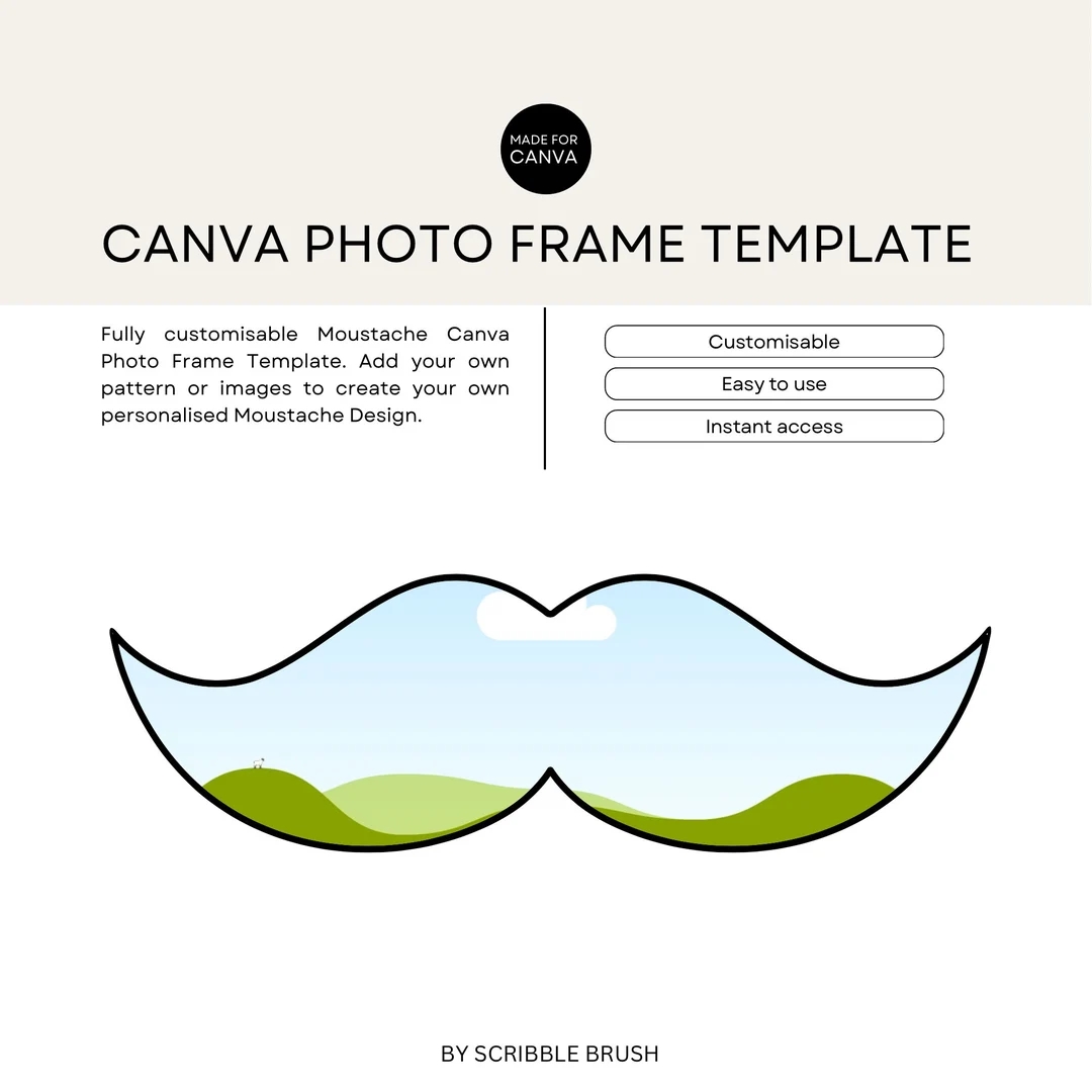 Canva Frame Template Blank Moustache Frame Editable Photo Fill Moustache Create Your Own Drag And Drop Moustache Design Canva Photo Frame Etsy UK