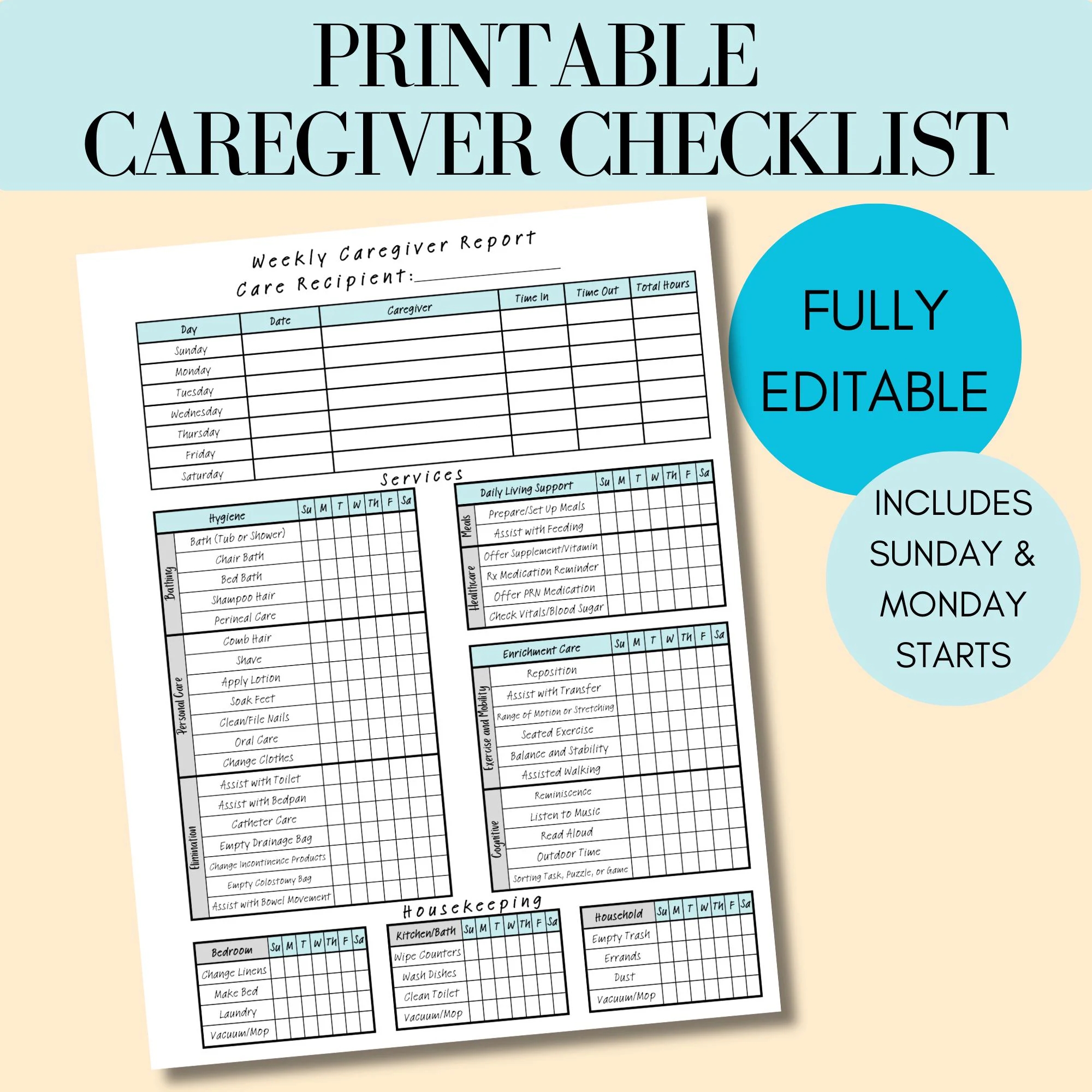 Caregiver Care Plan Template Etsy