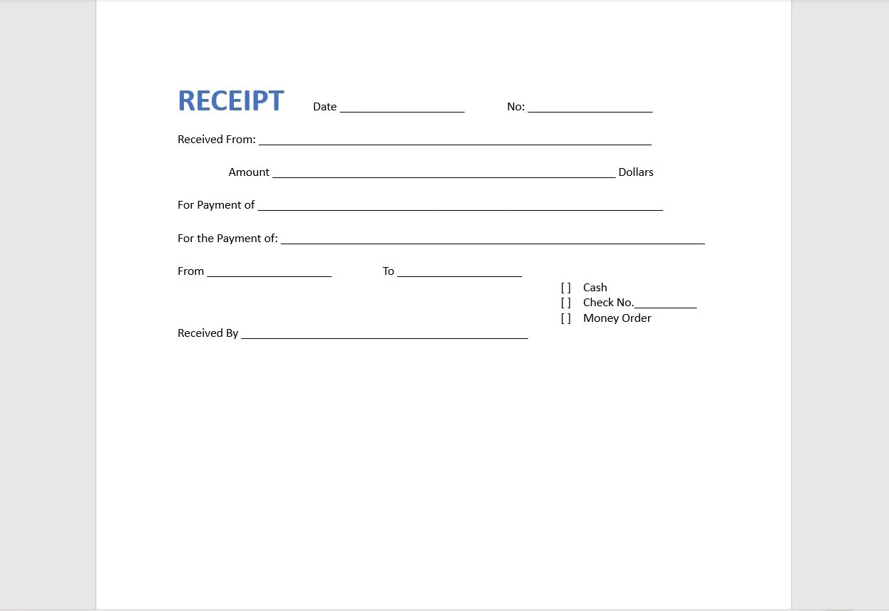 Cash Receipt Template Receipt Receipt Template Word Template Simple Template Word Template Word Receipt Simple Receipt Etsy UK