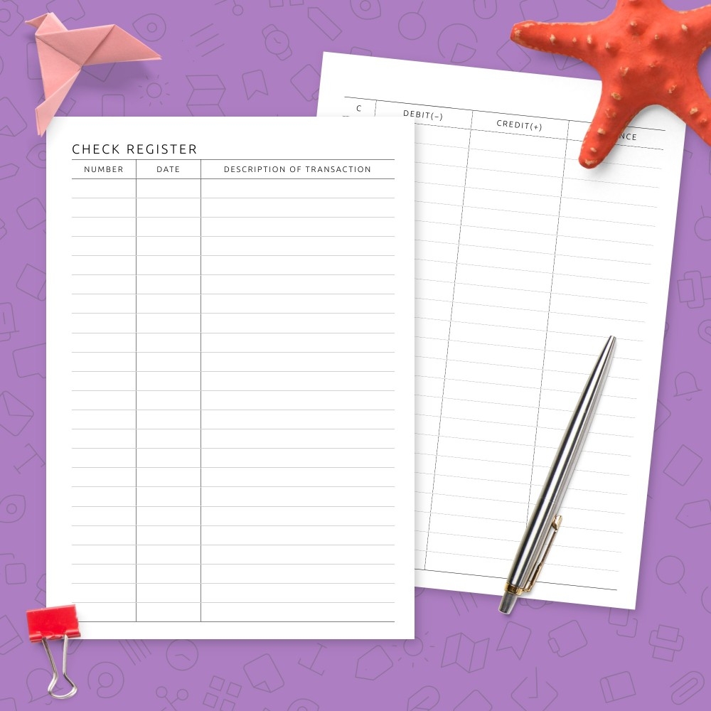 Check Register Formal Template Template Printable PDF