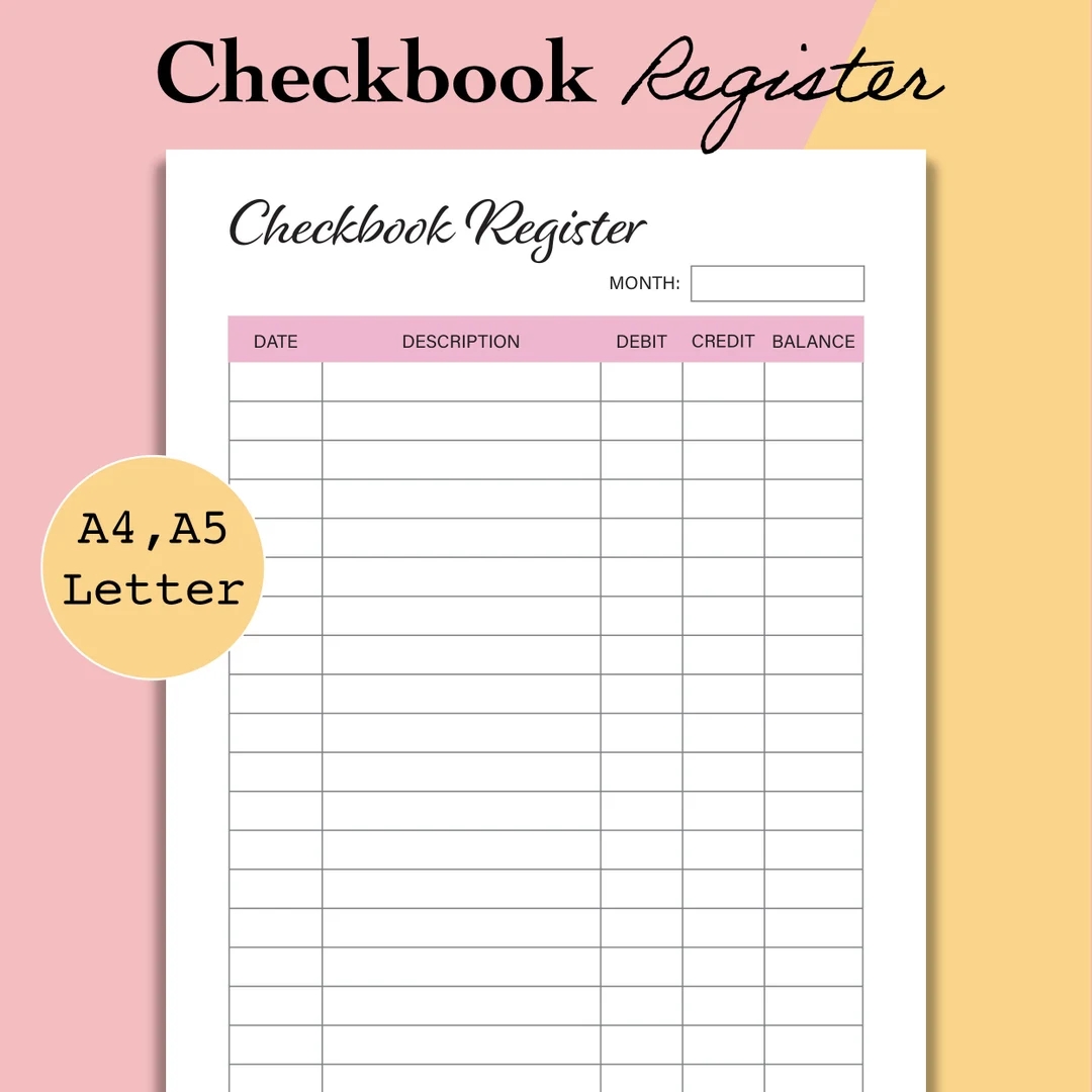 Checkbook Register Template Printable Free