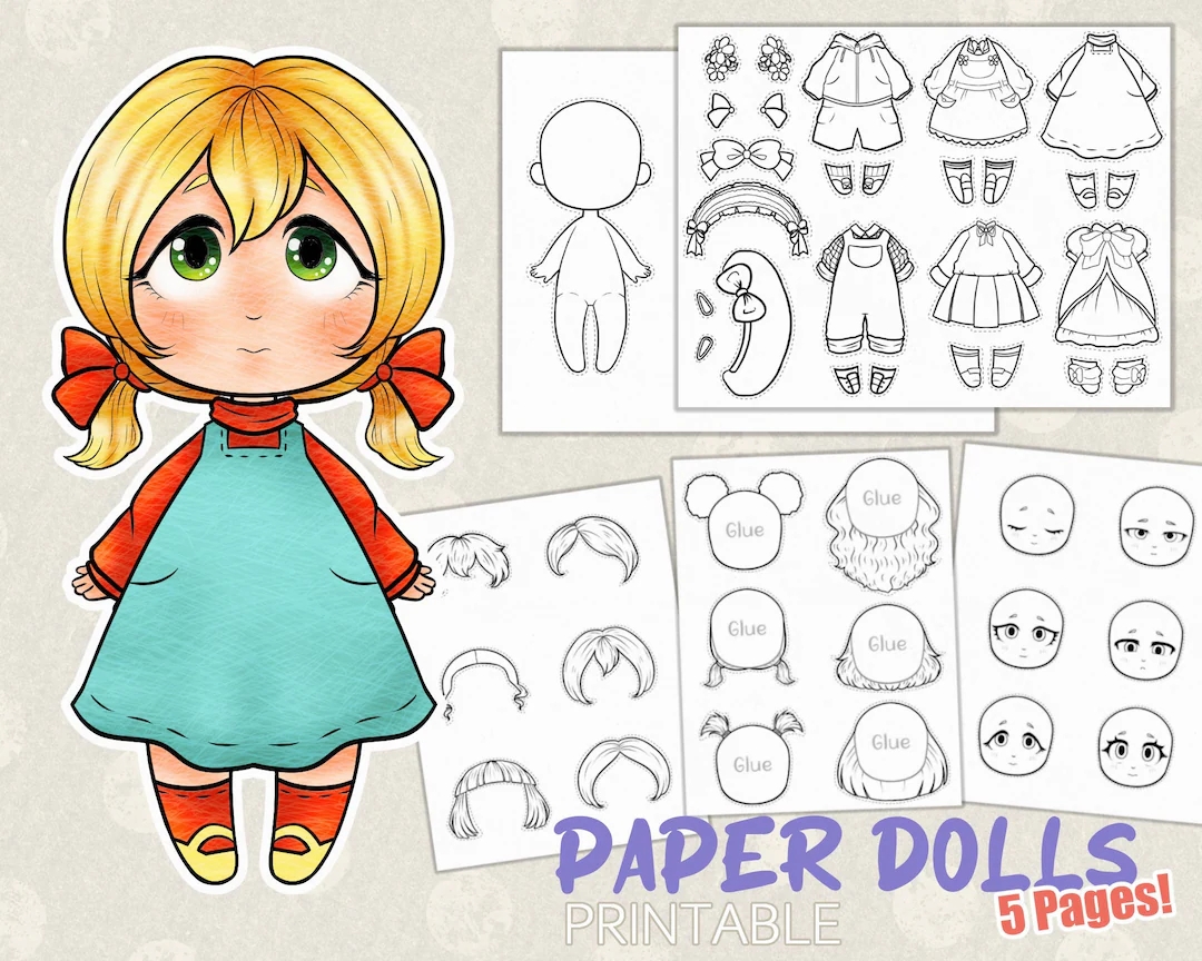 Chibi Paper Dolls To Color Paper Dolls Printable Coloring Paper Dolls Patterns Paper Dolls PDF Paper Dolls Prints Paper Dolls Template Etsy