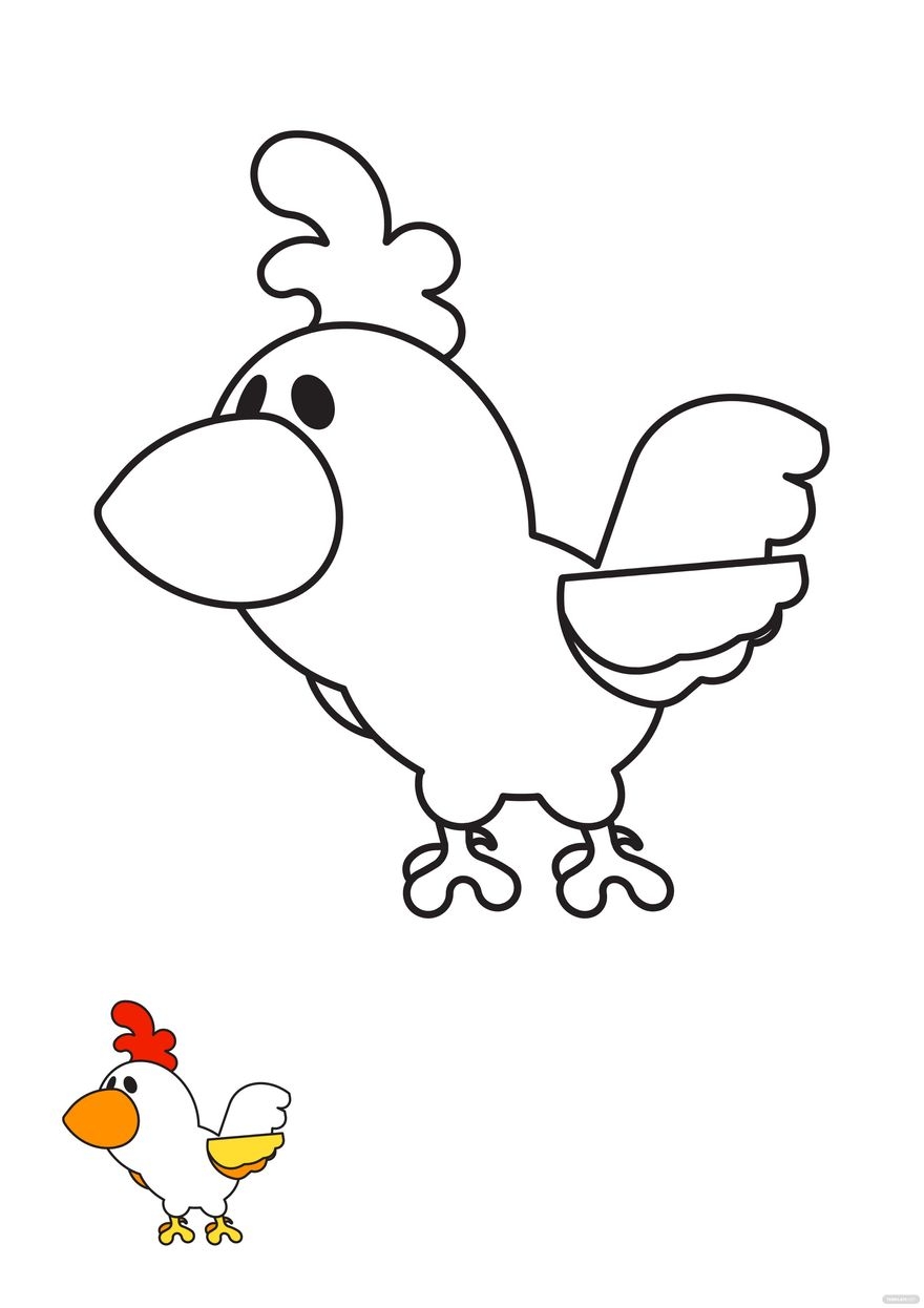 Chicken Cartoon Coloring Page Template In EPS PDF JPG Download Template