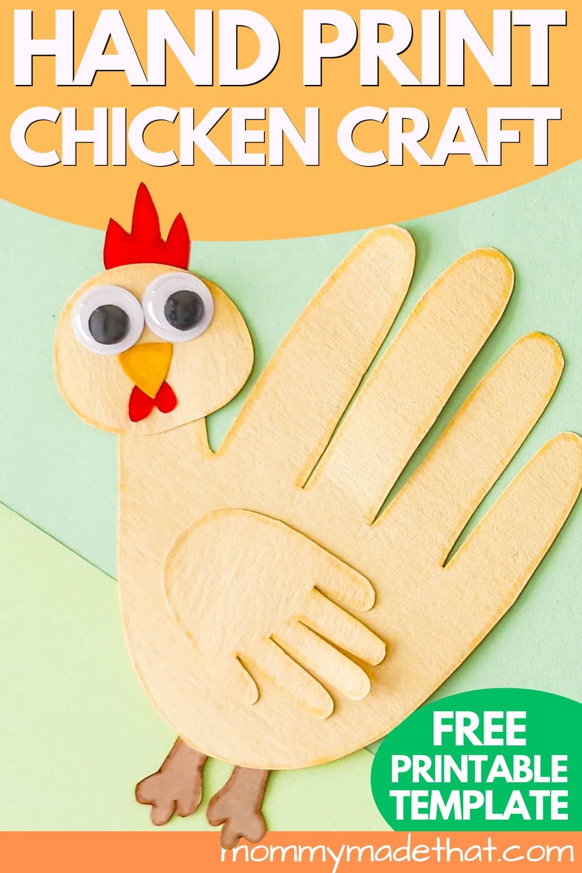 Chicken Hand Print Craft Free Printable Template 