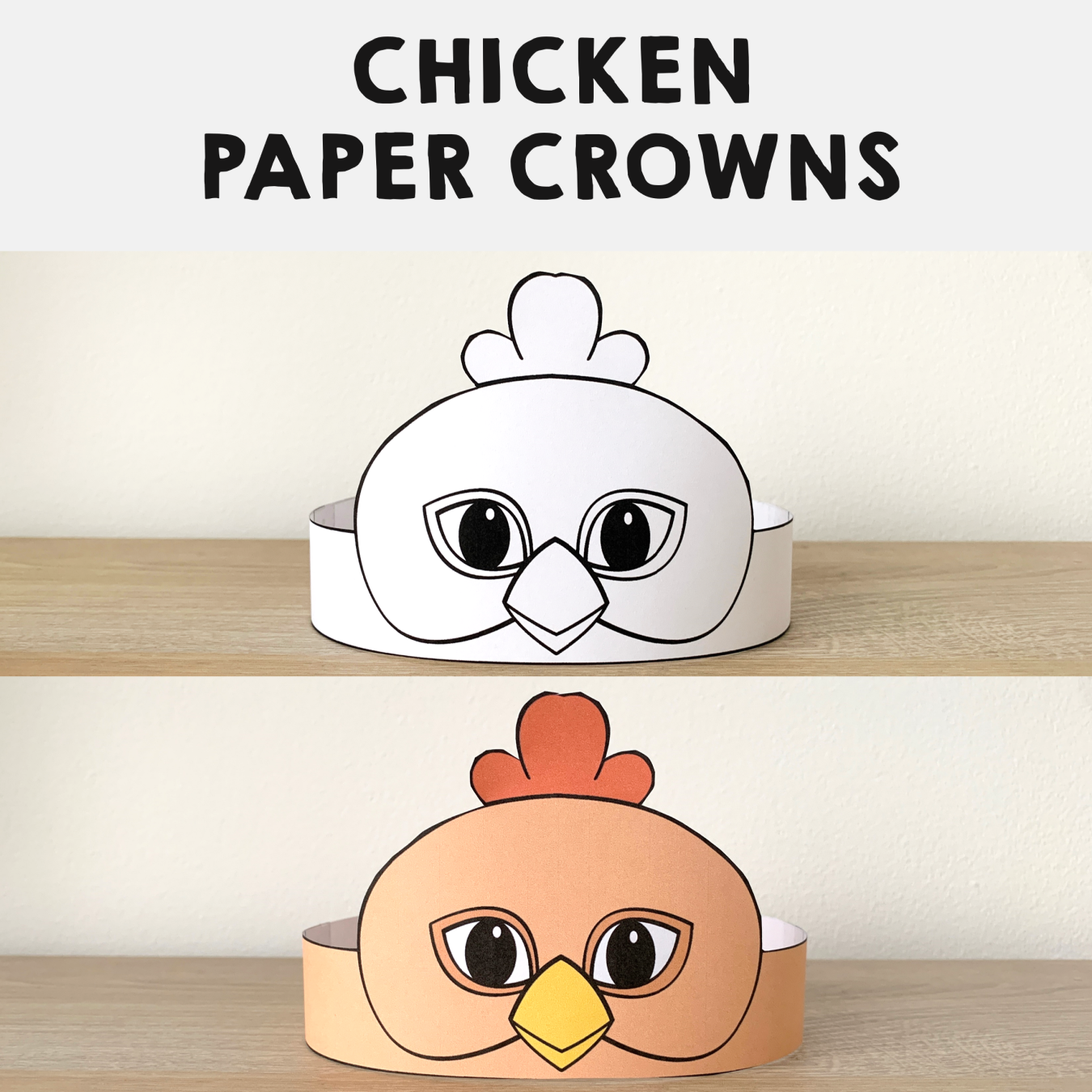 Chicken Paper Crowns Printable Farm Coloring Craft Made By Teachers