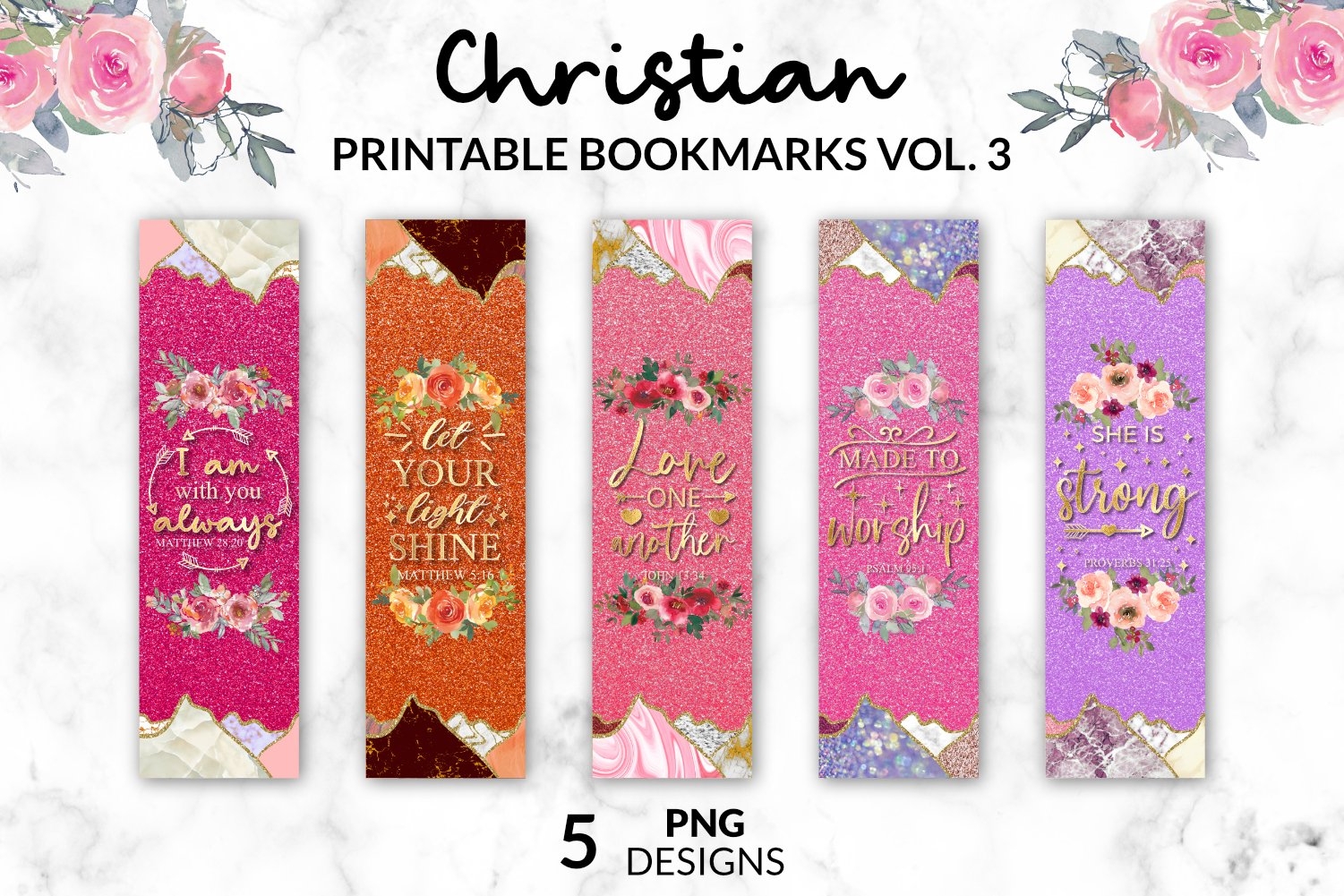Christian Bookmarks Printable Quotes Bundle Bible Verse Png
