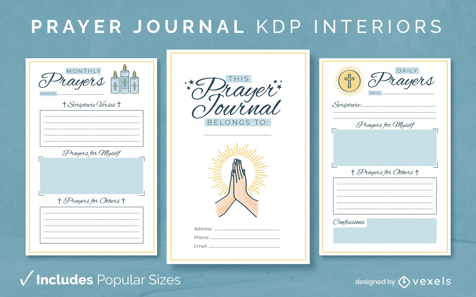 Christian Prayer Journal Template KDP Interior Vector Download