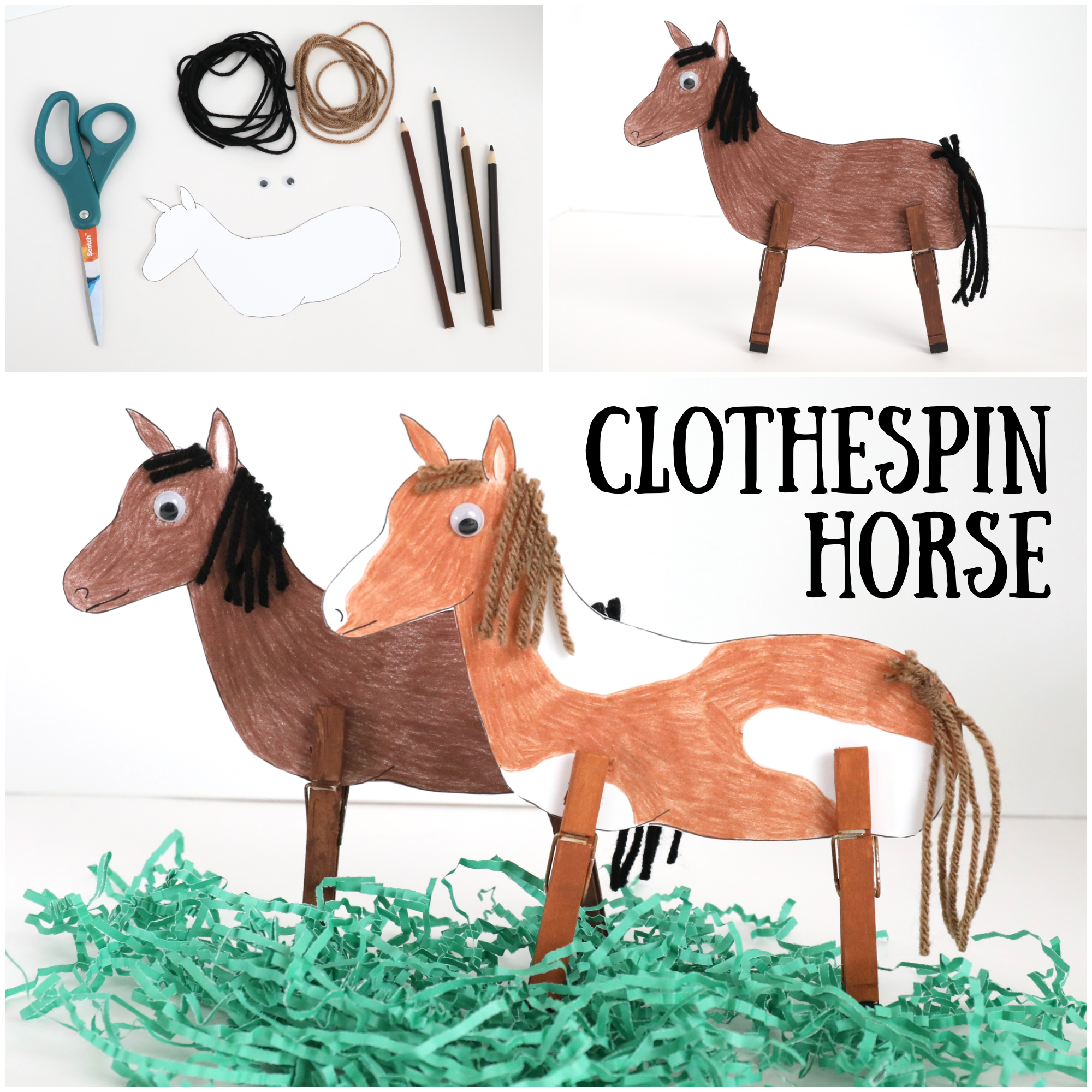 Clothespin Horse Craft Printable Template Frugal Fun For Boys And Girls