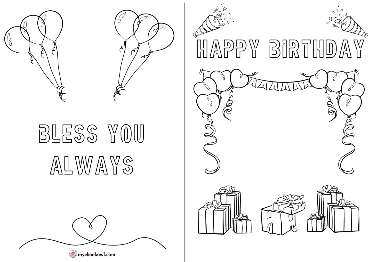 Coloring Birthday Card Printable Coloring Birthday Card Printable
