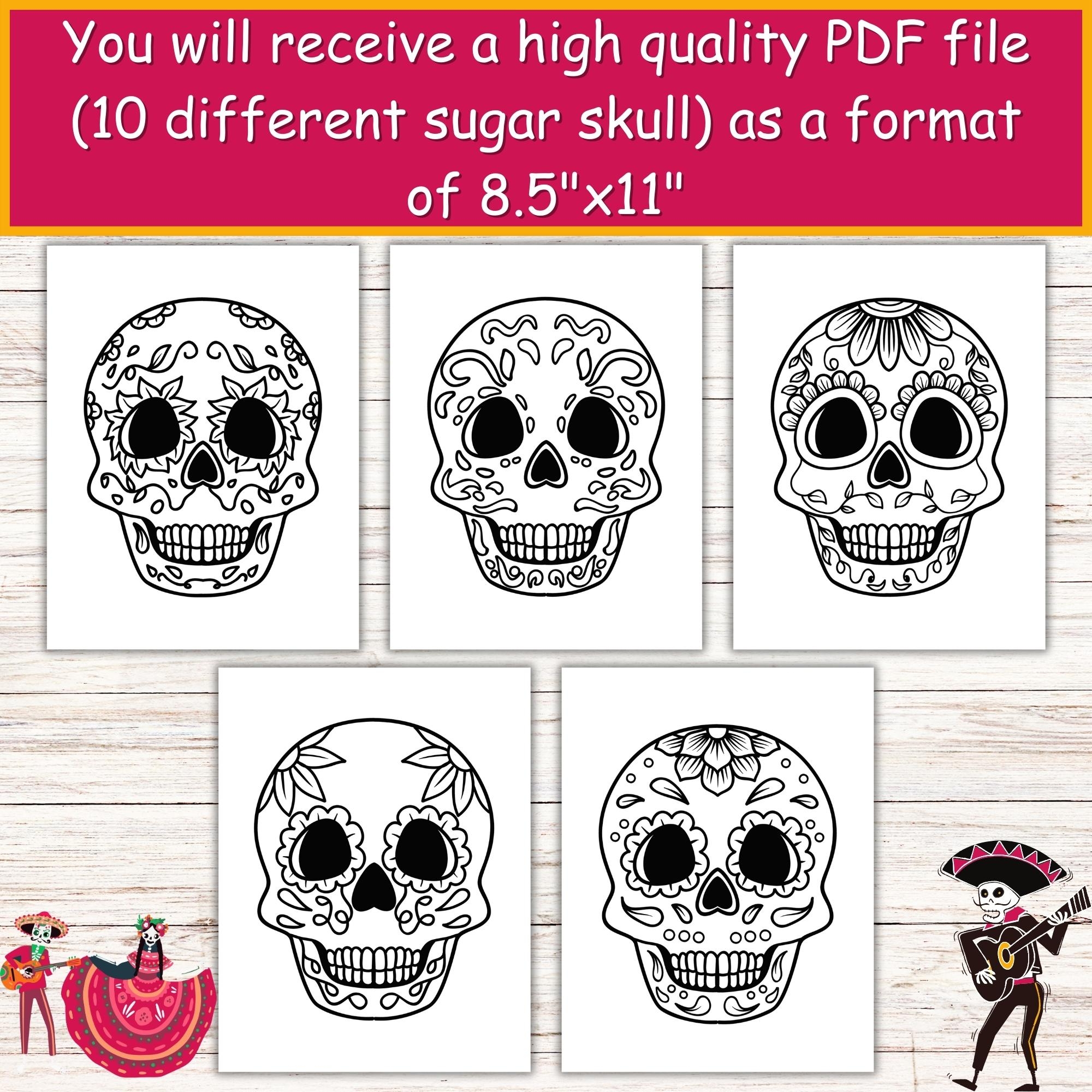 Coloring Mexican Sugar Skulls Day Of The Dead Dia De Los Muertos Skull Template Cinco De Mayo Skull Made By Teachers