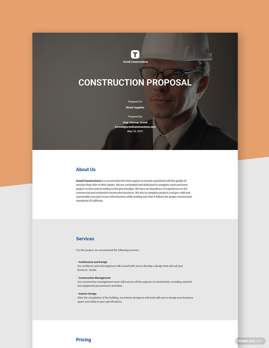 Construction Proposal Template In Google Docs Word Pages PDF Download Template