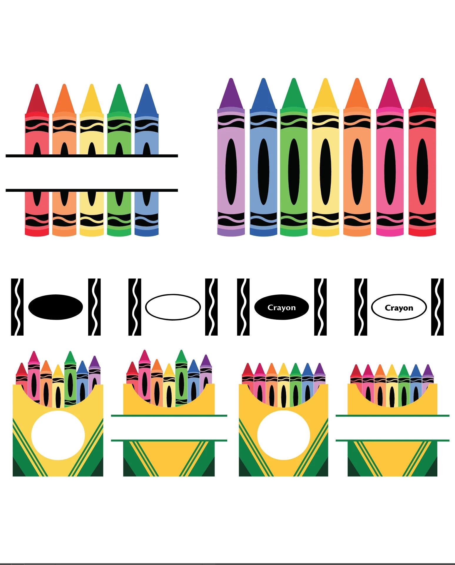 Crayon SVG Files For Cricut Crayon Svg Crayon Png Crayon Ai Crayon Eps Crayon Pdf Split Letter Monogram Split Crayon Etsy