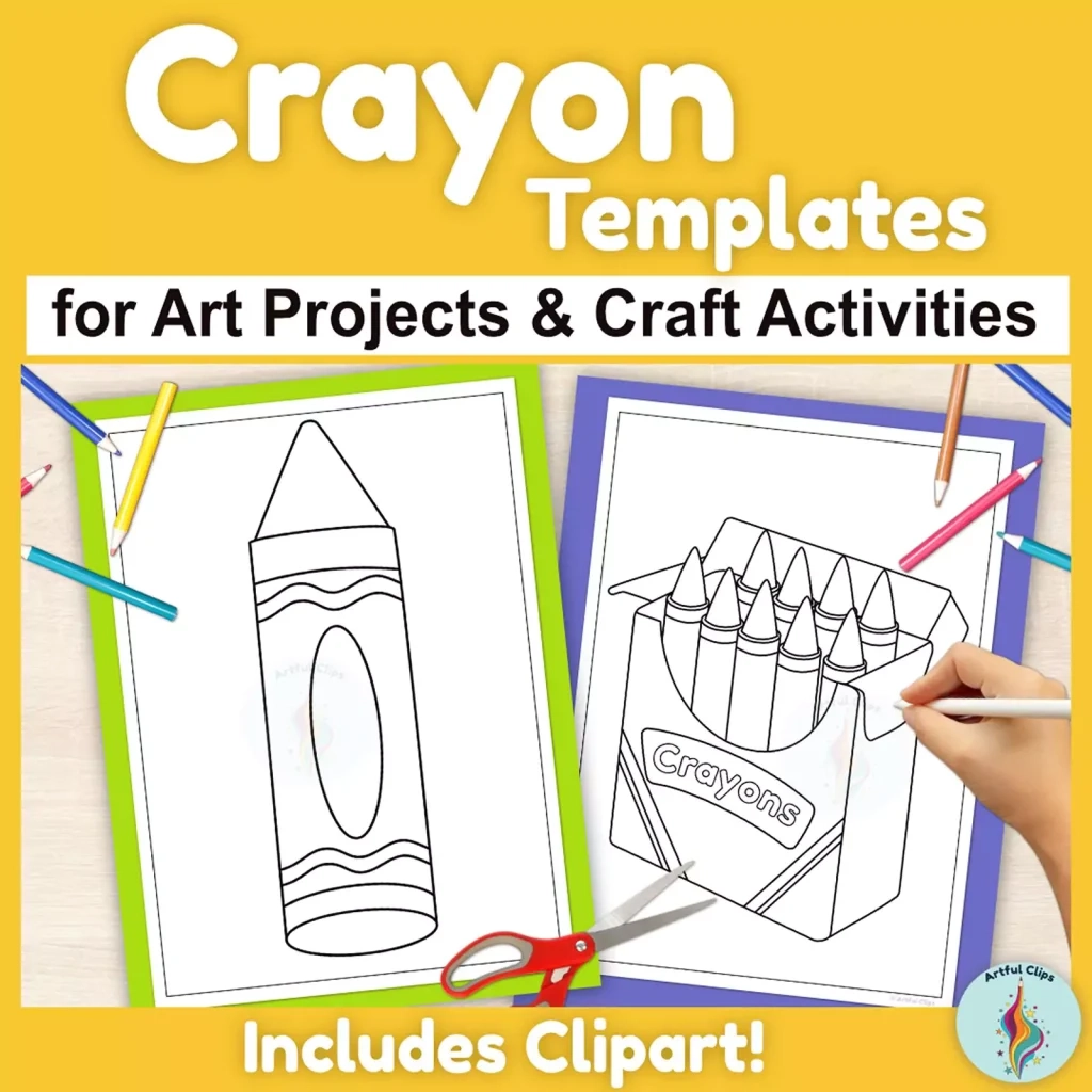Crayon Template Set For Back To School Crafts Displays