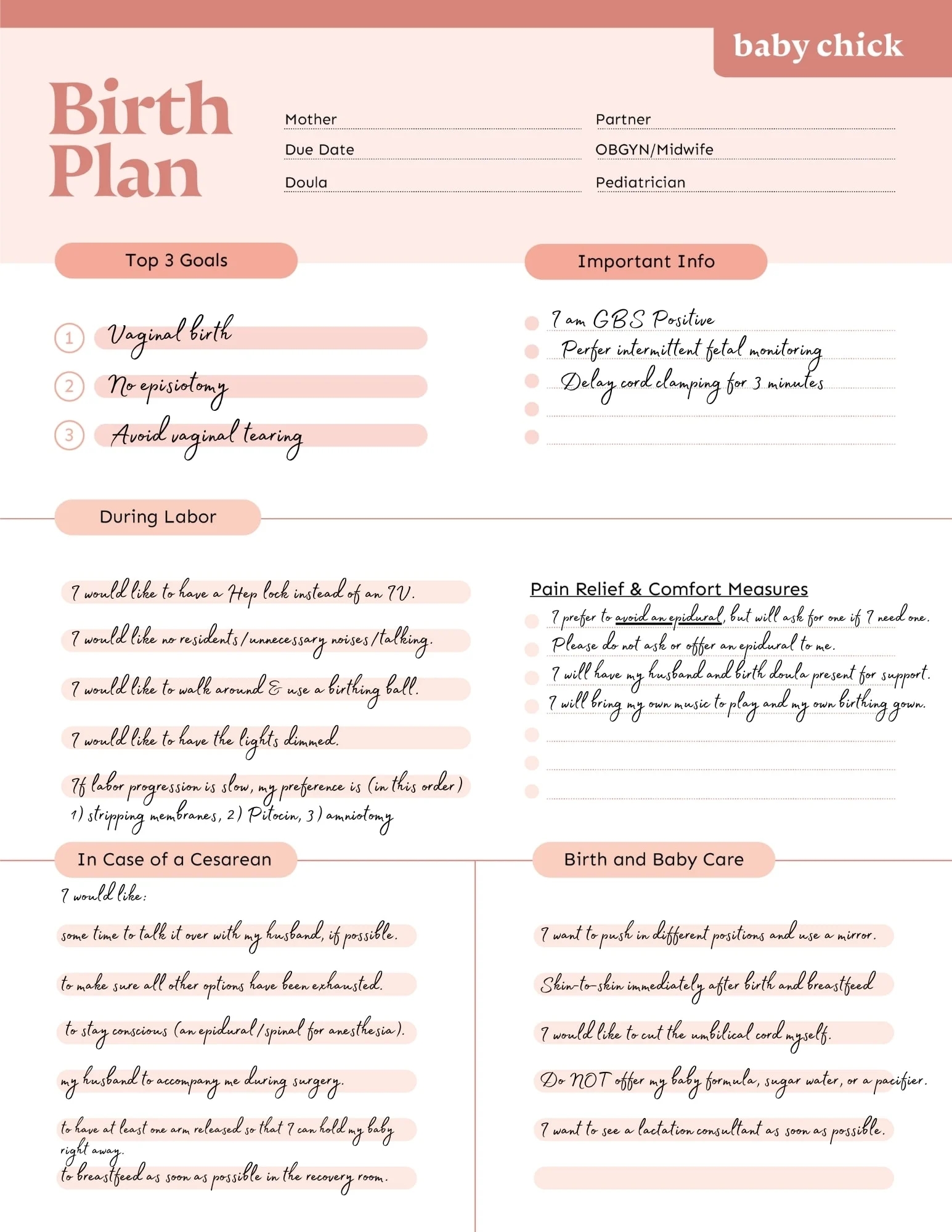 Create Your Perfect Birth Plan Free Template U0026 Checklist Baby 