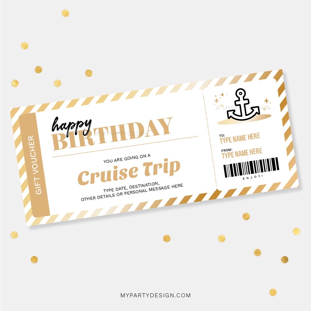 Cruise Gift Voucher Template Printable PDF My Party Design