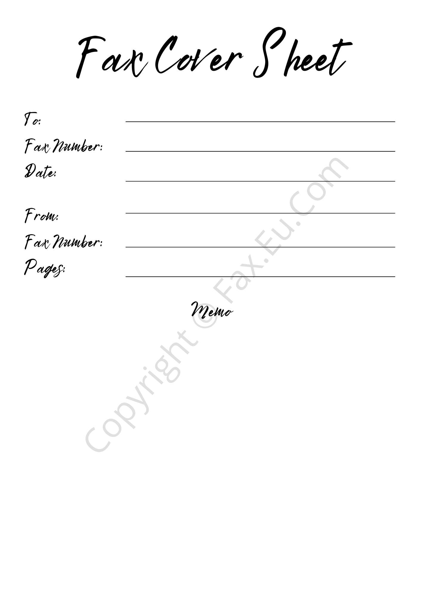 Printable Downloadable Fax Cover Sheet Template