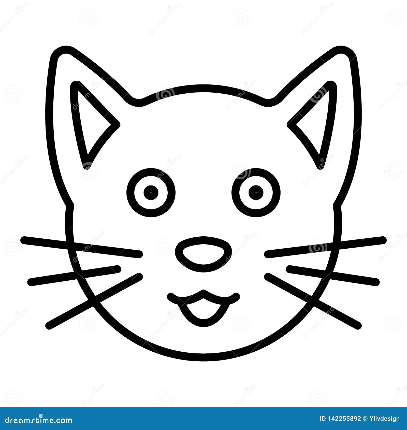 Cute Cat Face Icon Outline Style Stock Vector Illustration Of Character Kawaii 142255892