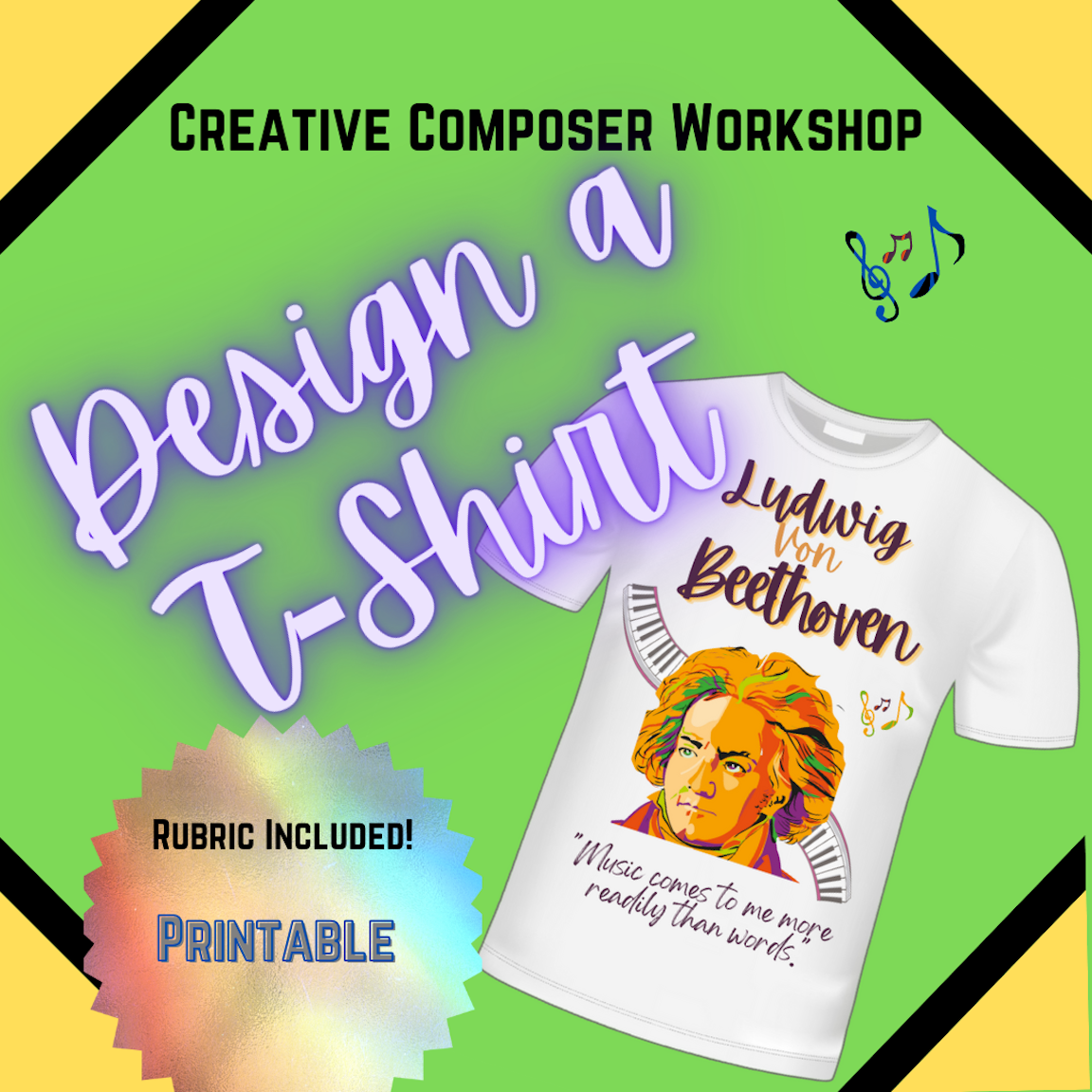 Design A Music Composer T Shirt Lesson Project Printable Made By Teachers
