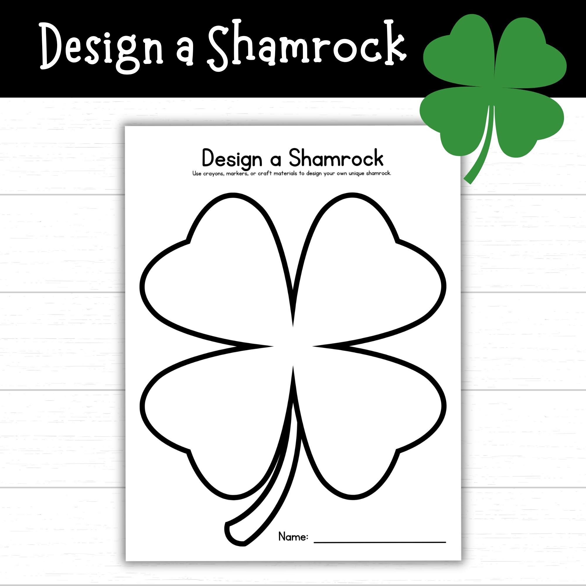 Design A Shamrock Printable Craft For Kids Shamrock Template Shamrock Craft Spring Activity Four Leaf Clover St Patrick s Day Lucky Etsy