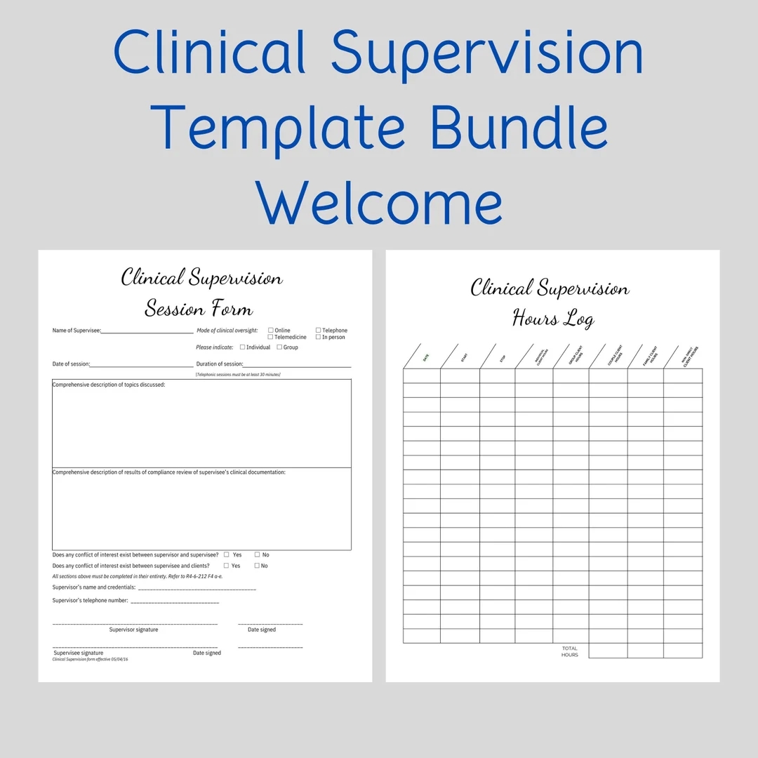DIY Clinical Supervision Session Form And Hours Log CANVA Template Minimalist Clinical Hours Log Personalized Etsy