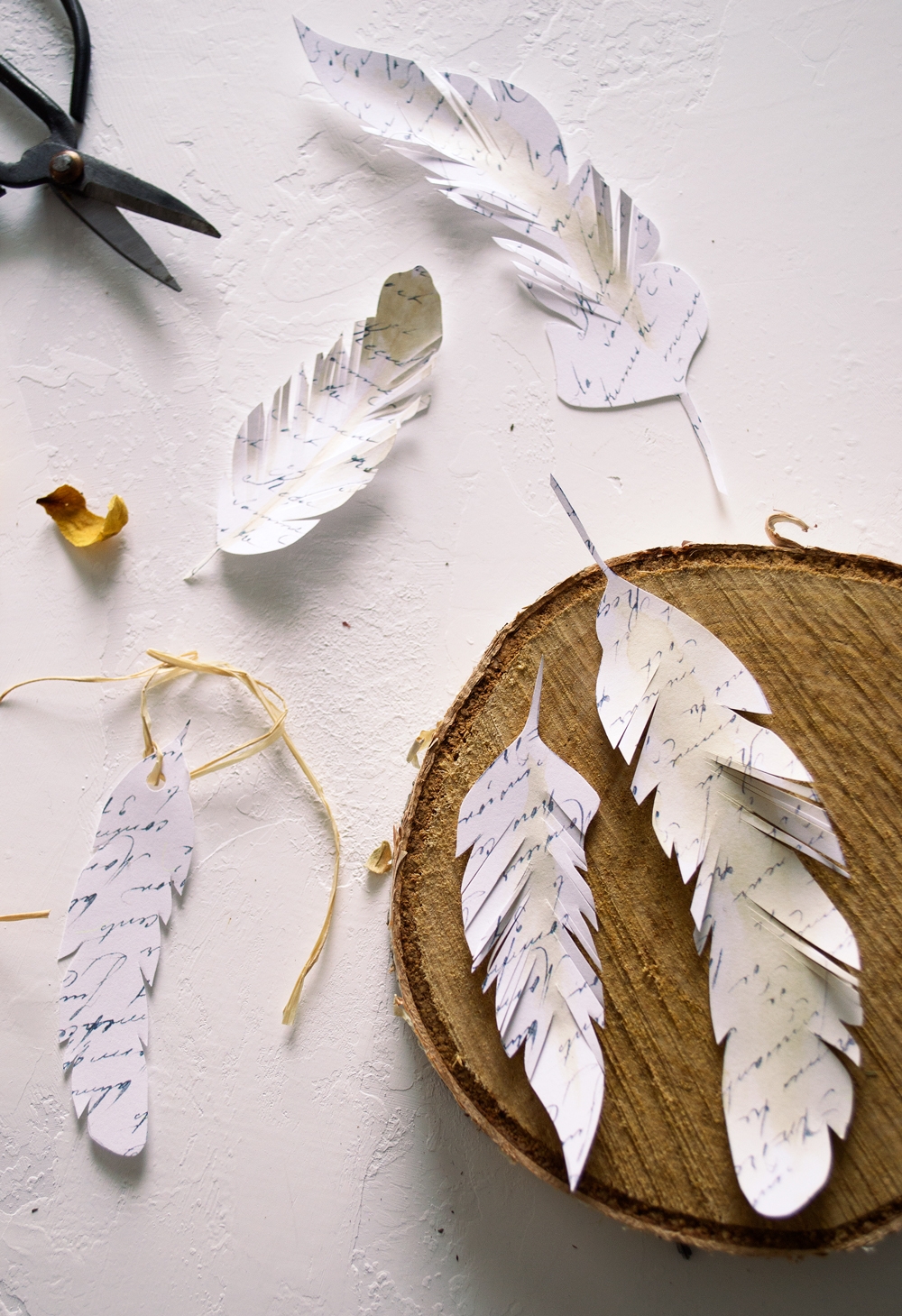 DIY French Script Paper Feathers Project Free Printable
