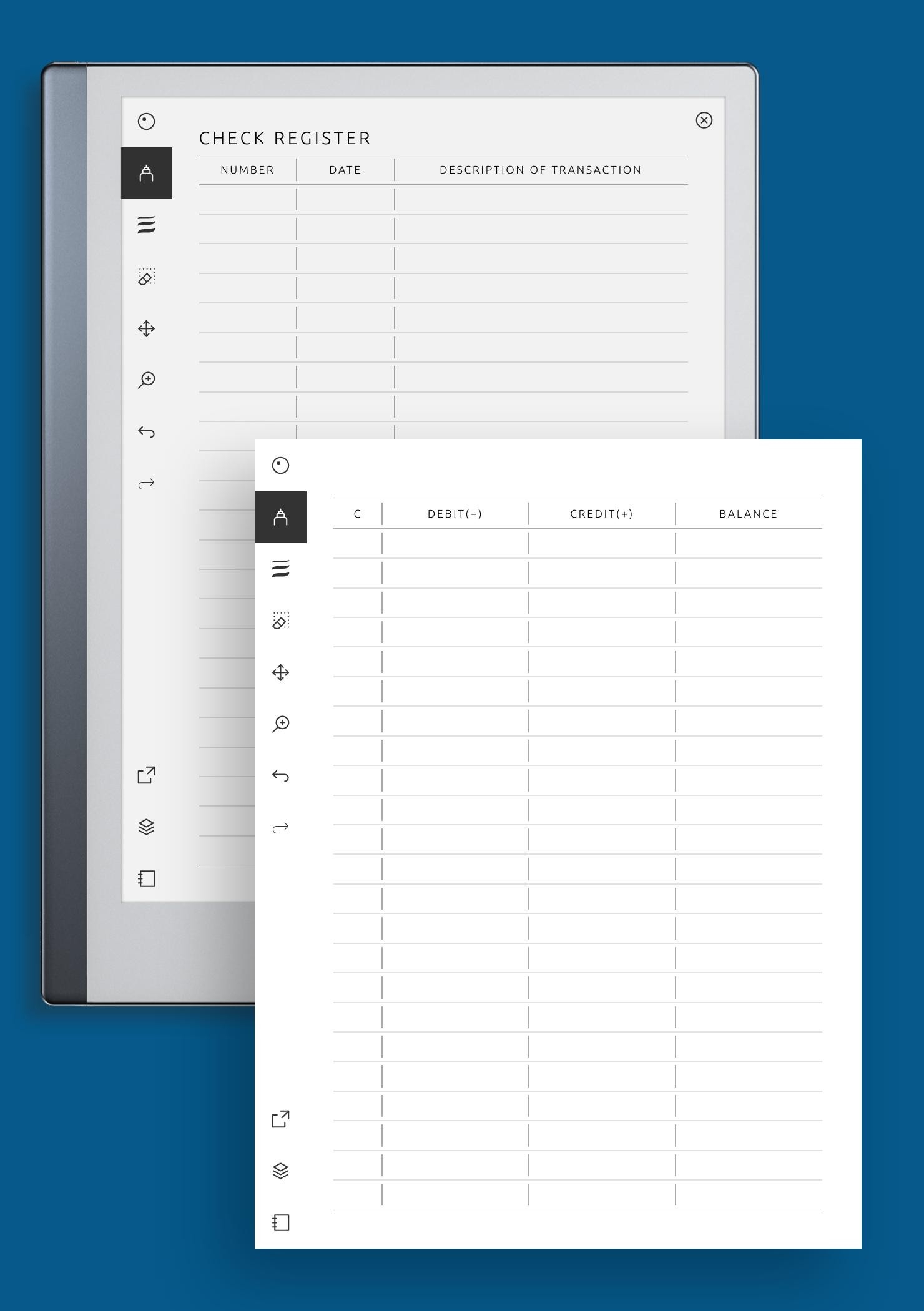 Printable Check Register Template
