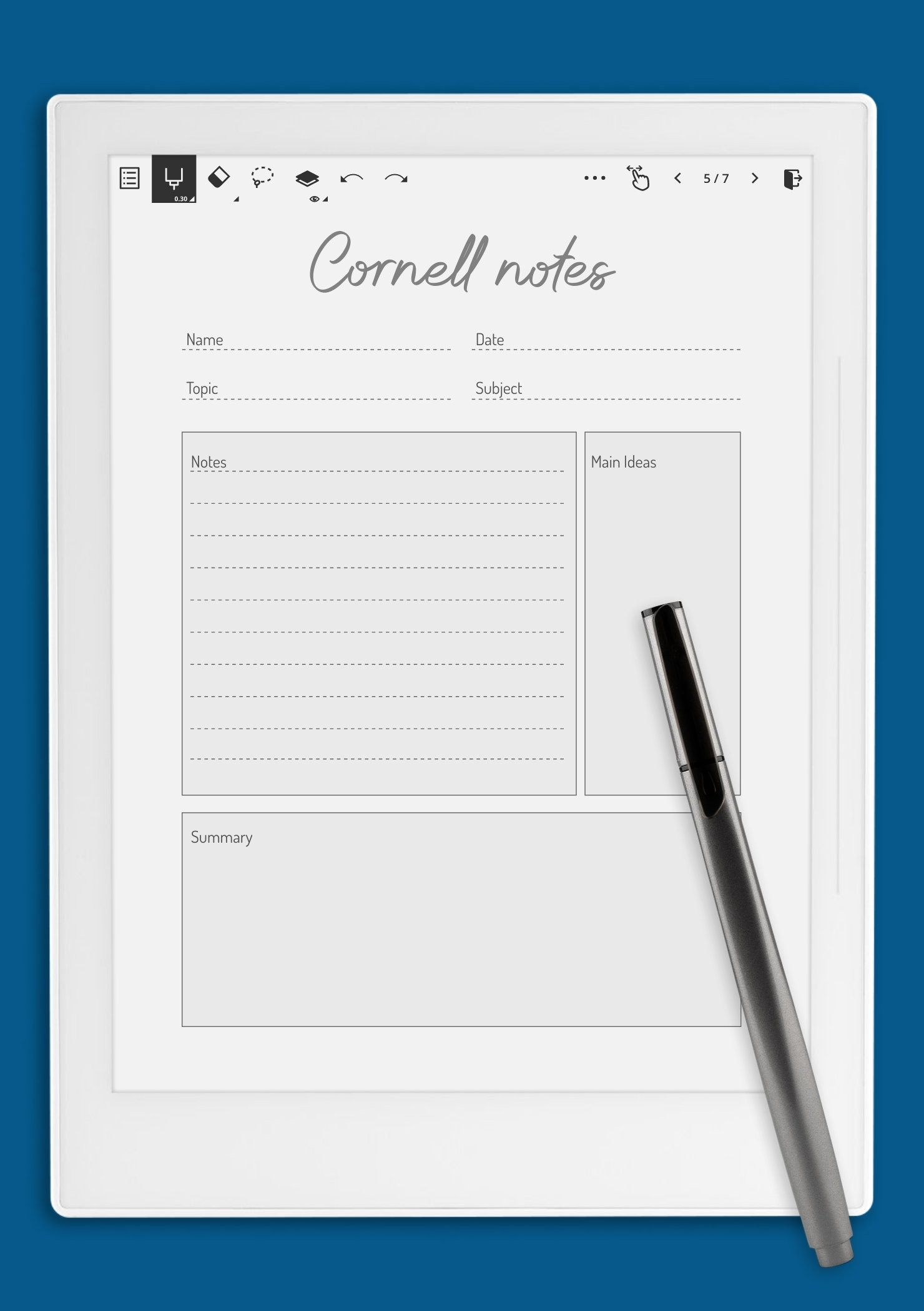 Download Printable Cornell Method Note Taking Template PDF