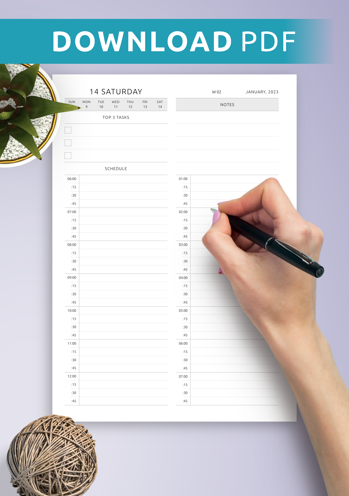 Printable 15 Minute Schedule Template