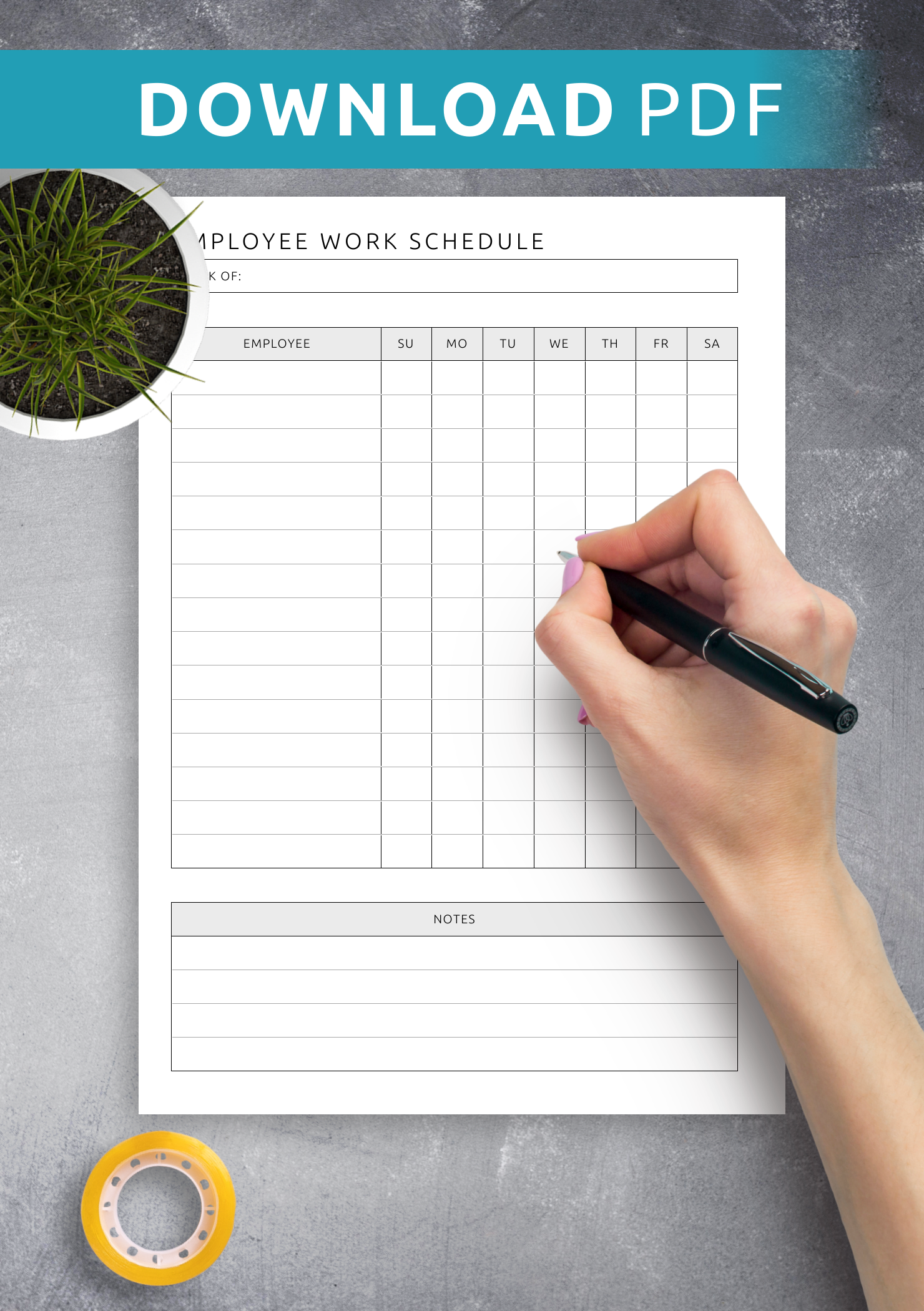 Printable Employee Work Schedule Template