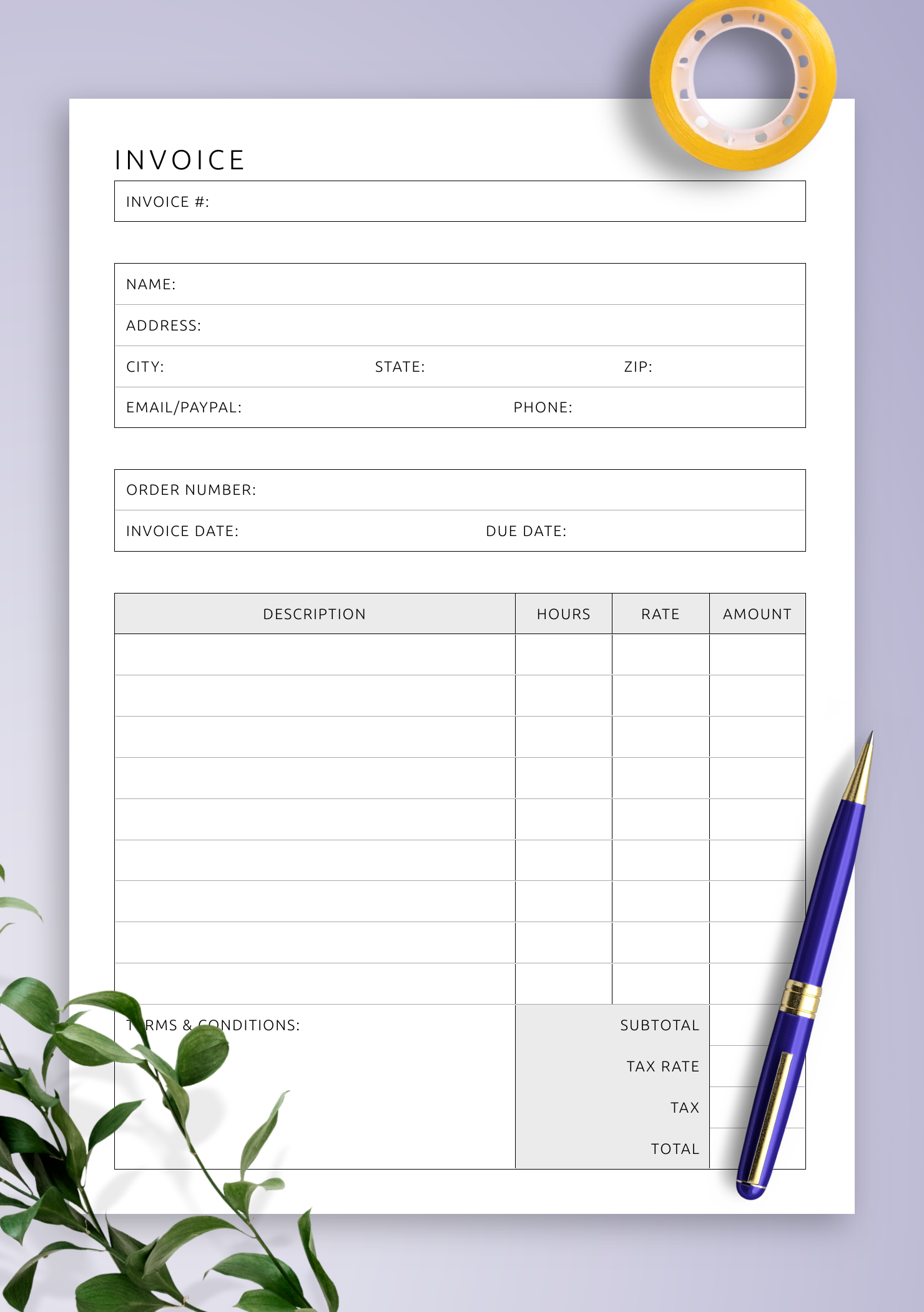 Printable Blank Receipt Template