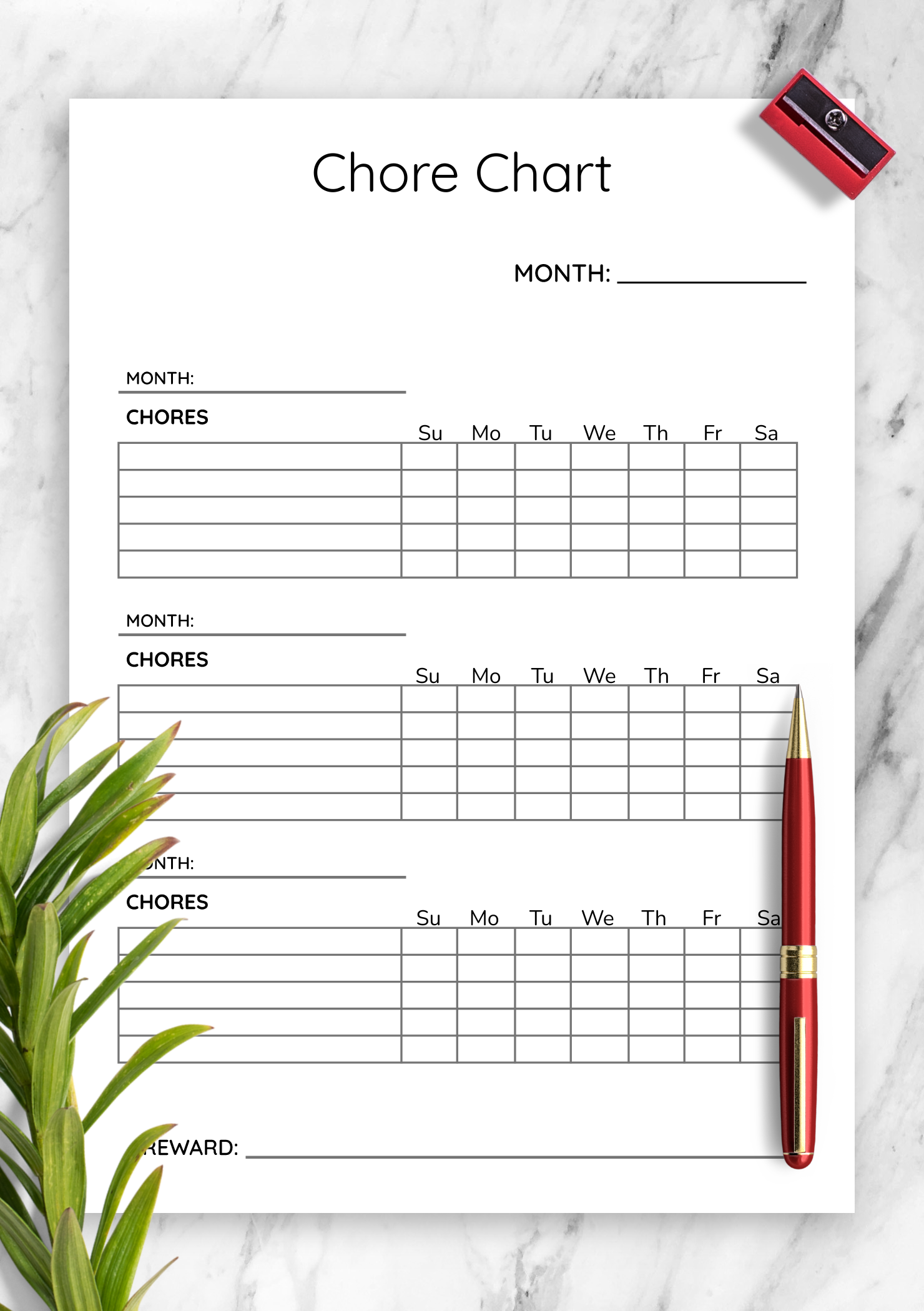 Printable Chore List Template