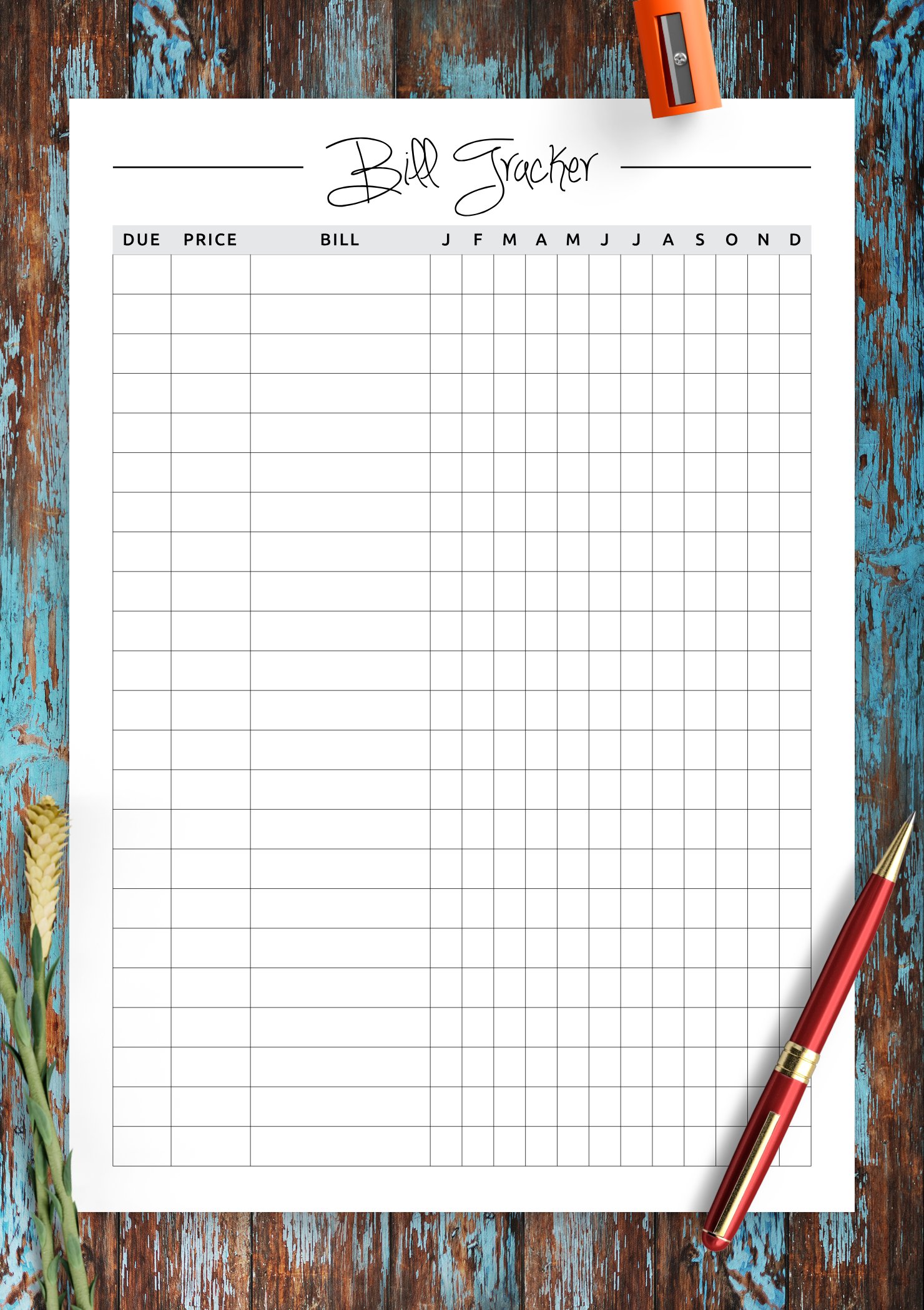 Monthly Bill Template Printable
