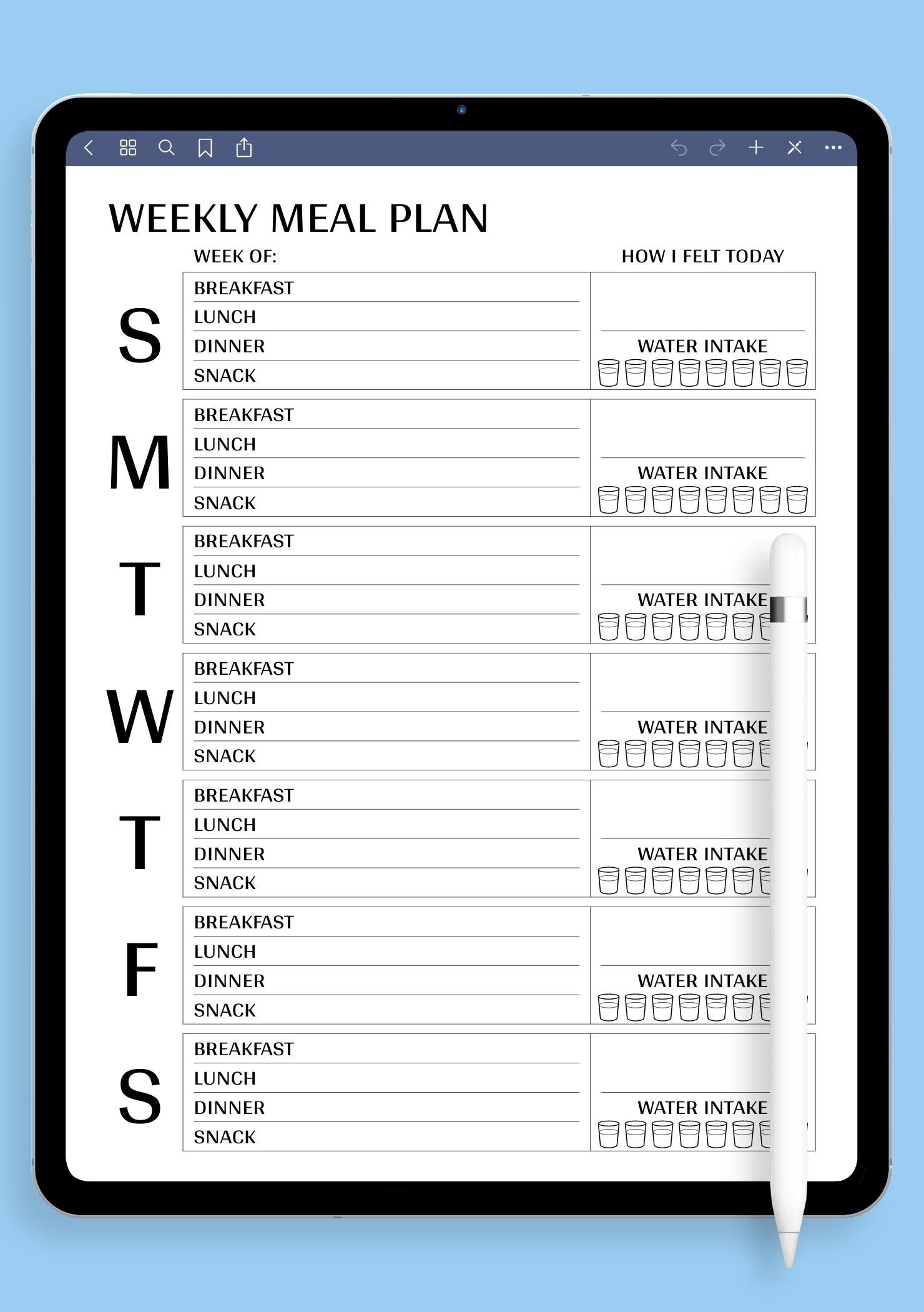 Printable Weekly Meal Planner Template Pdf