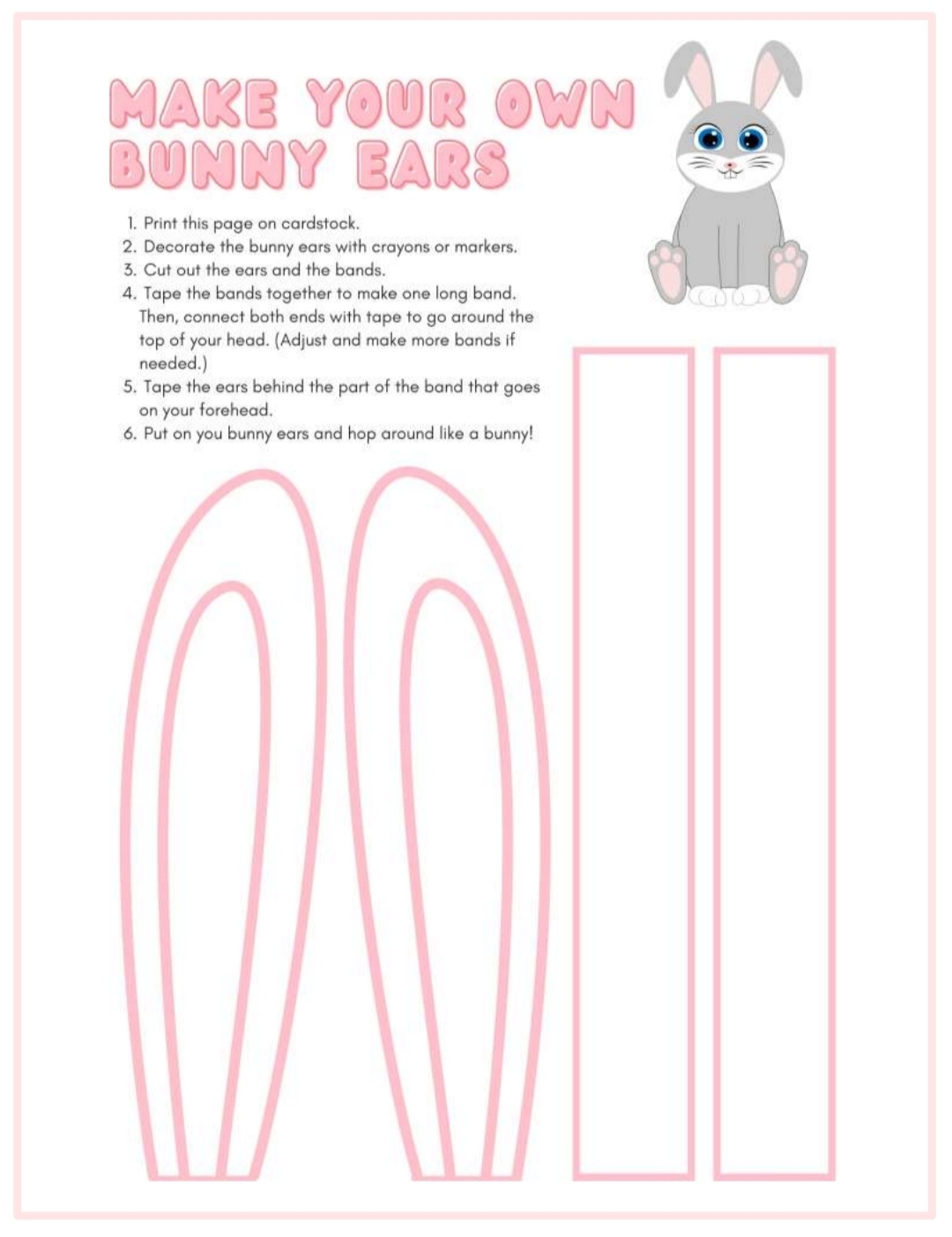 Easter Bunny Ears Headband Printable Template Crafts Activities For Kids Spring Season Teaching Resources