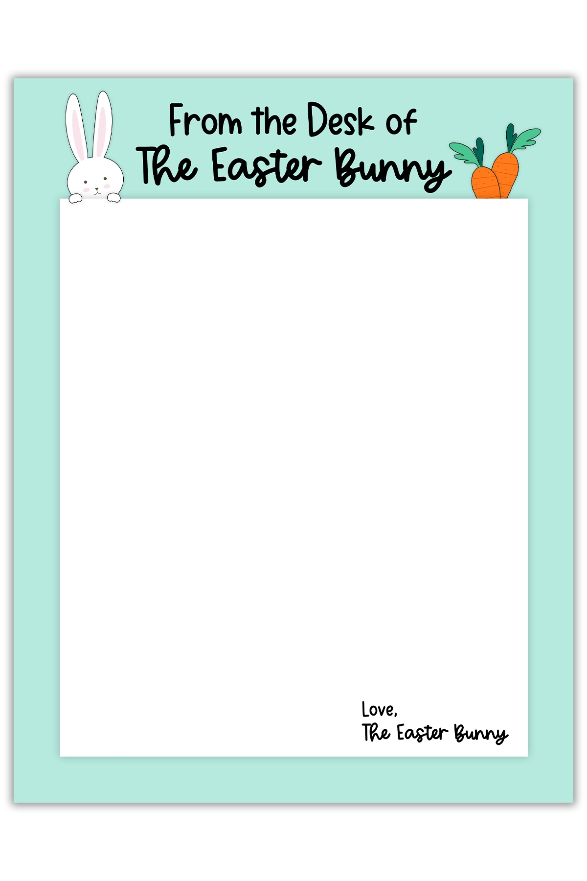 Easter Bunny Note Printable Example 2 Mom Envy