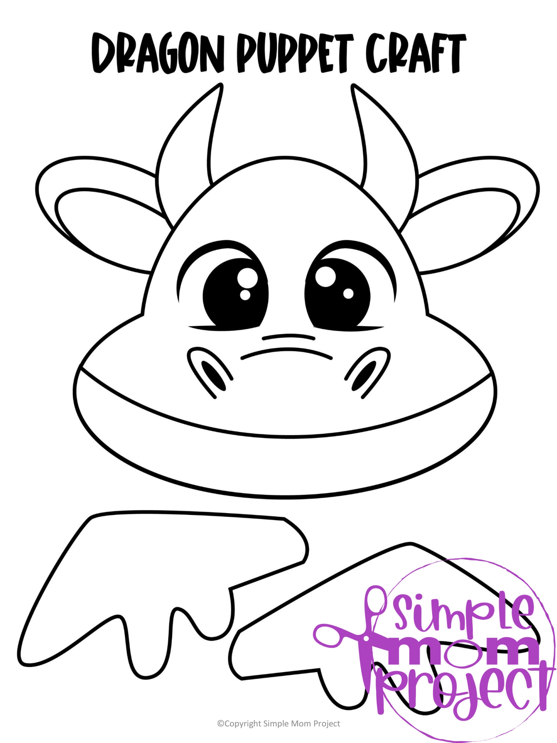 Easy And Printable Dragon Paper Bag Puppet Craft Instant Printable Template Simple Mom Project Store