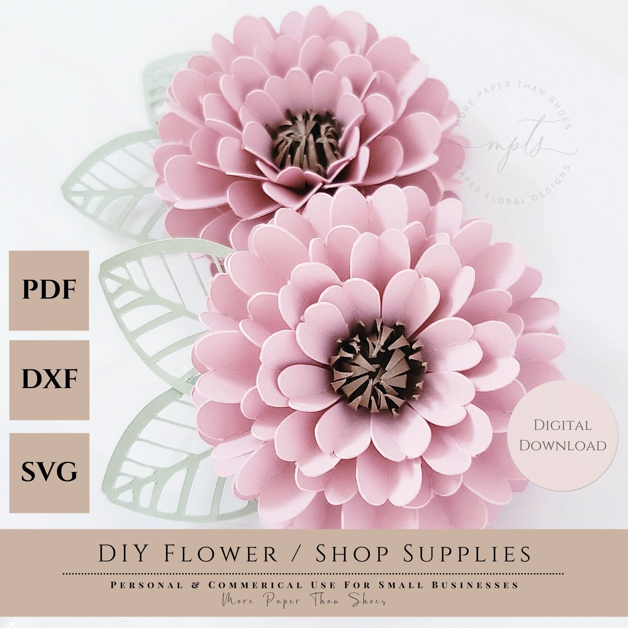 Easy Paper Flower Tutorial Paper Flower Templates DIY Flowers 3D Flowers SVG PDF Small Flowers Party Decor Zinnia Flower Etsy