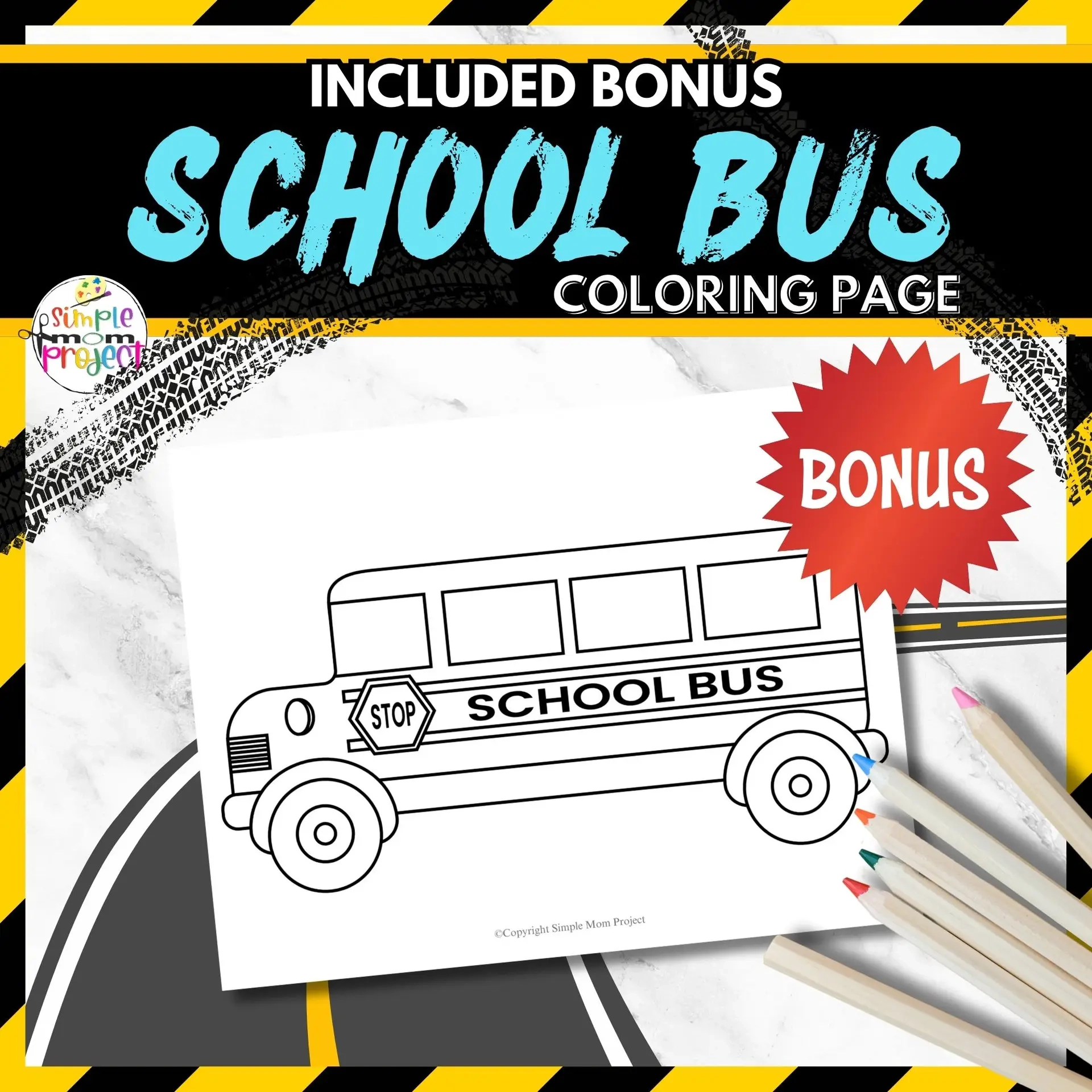 Easy Printable Preschool School Bus Craft Activity Instant Download School Bus Coloring Page Transportation Crafts Simple Mom Project Store